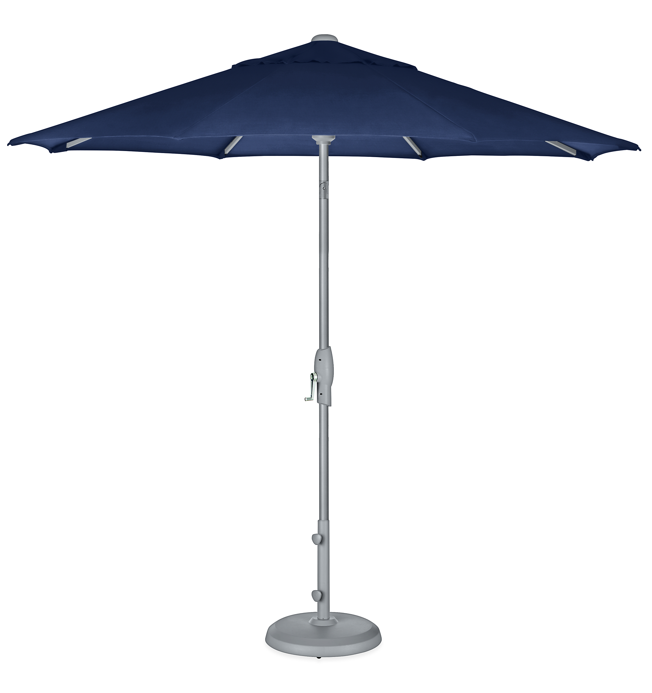 Oahu 9' Round Patio Umbrella in Sunbrella Canvas Navy with Silver Base