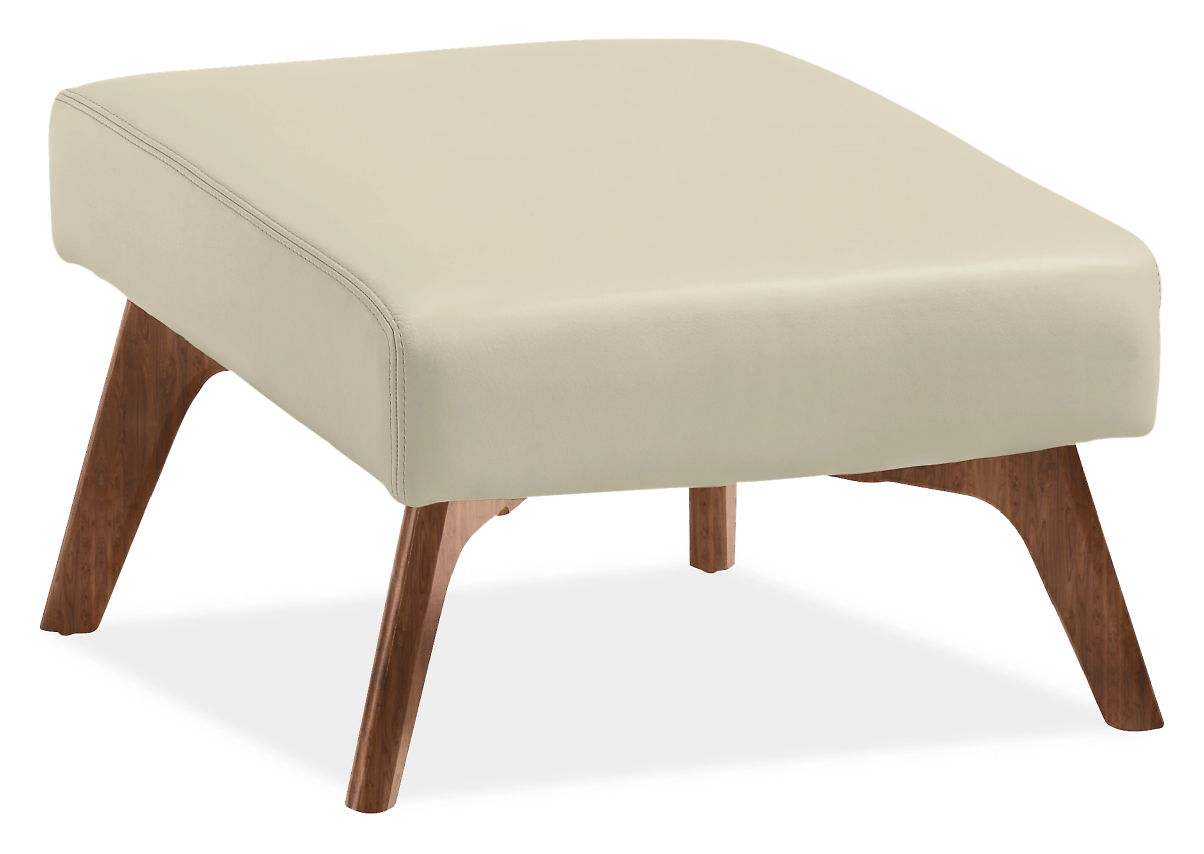 Boden 22w 22d 17h Ottoman in Urbino Ivory Leather with Walnut Base