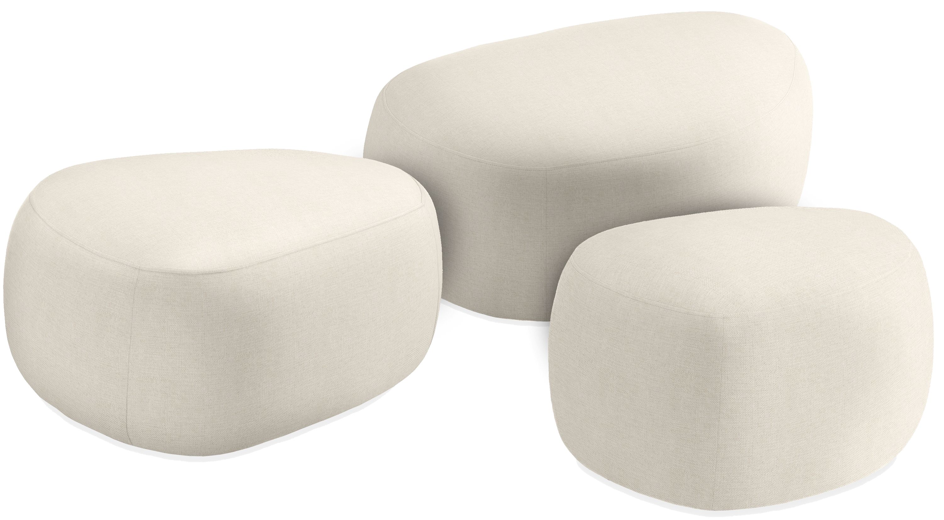 Asher Ottoman Ivory Ensemble - Set of Three