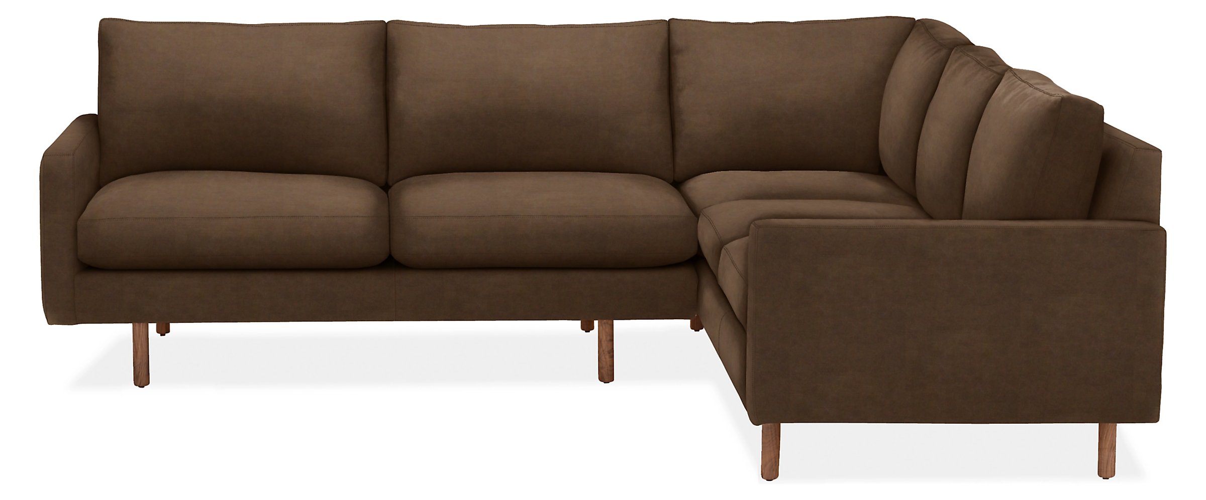 Jasper 92x91" Two-Piece w/Right-Arm Corner Sofa in View Walnut with Walnut Legs