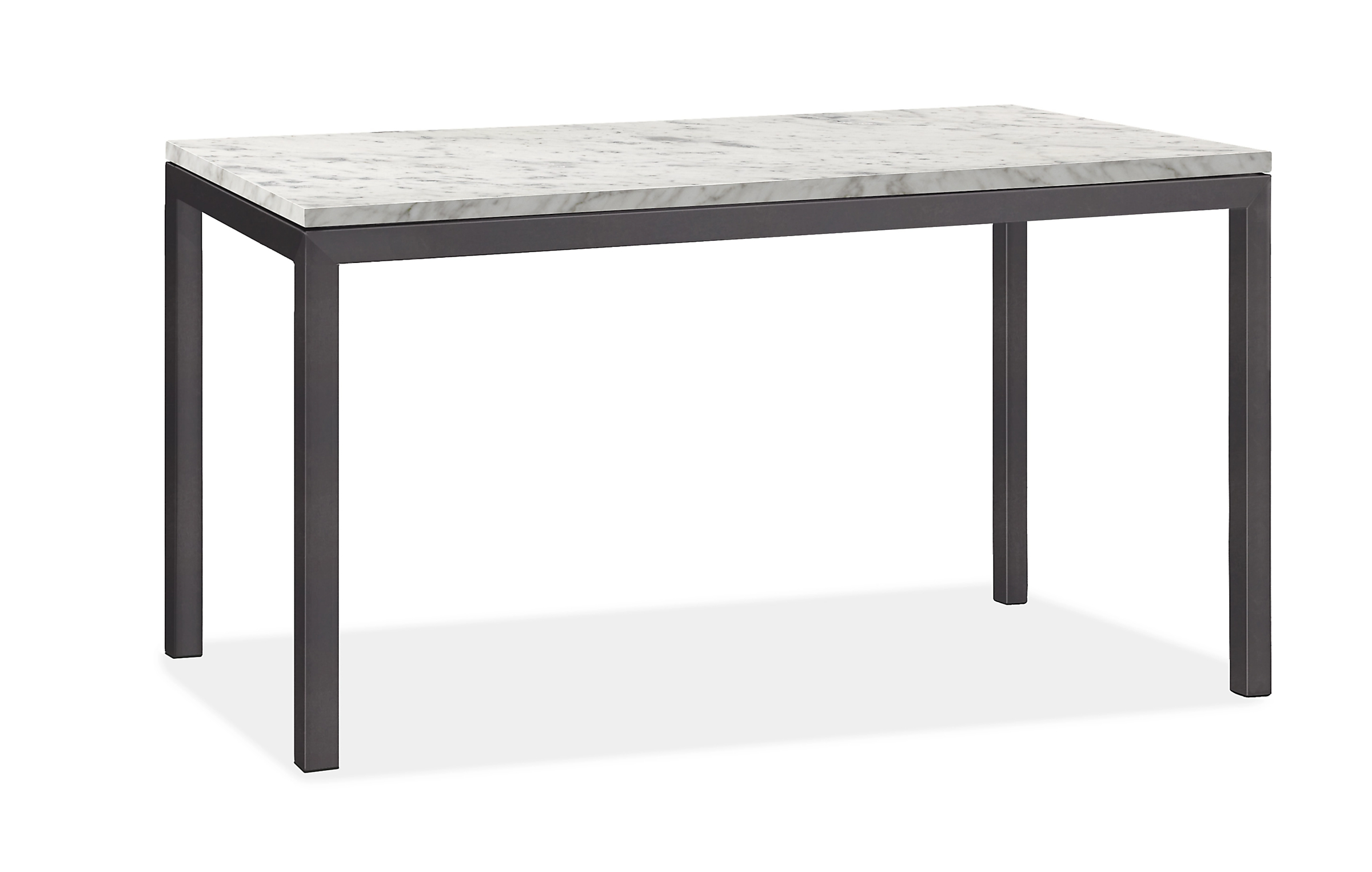 Parsons 40w 8d 29h Console Table in 1.5" Natural Steel w/White Venatino Marble