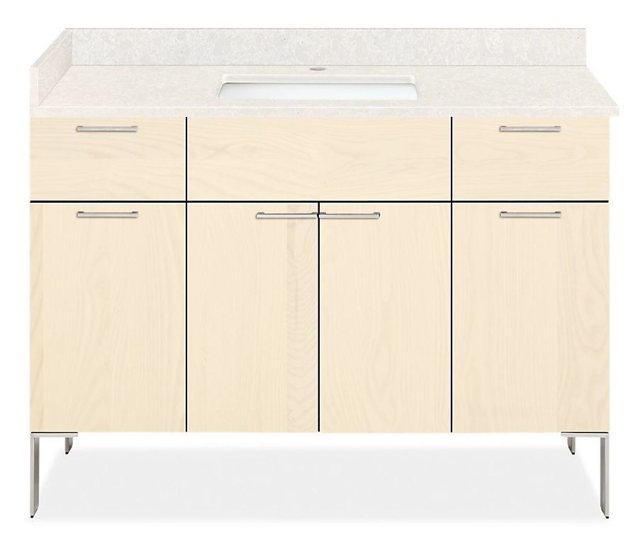 Kenwood 47.25w 21.75d SGL Sink Vanity w/Right Overhang in Sand w/Foggy City Top