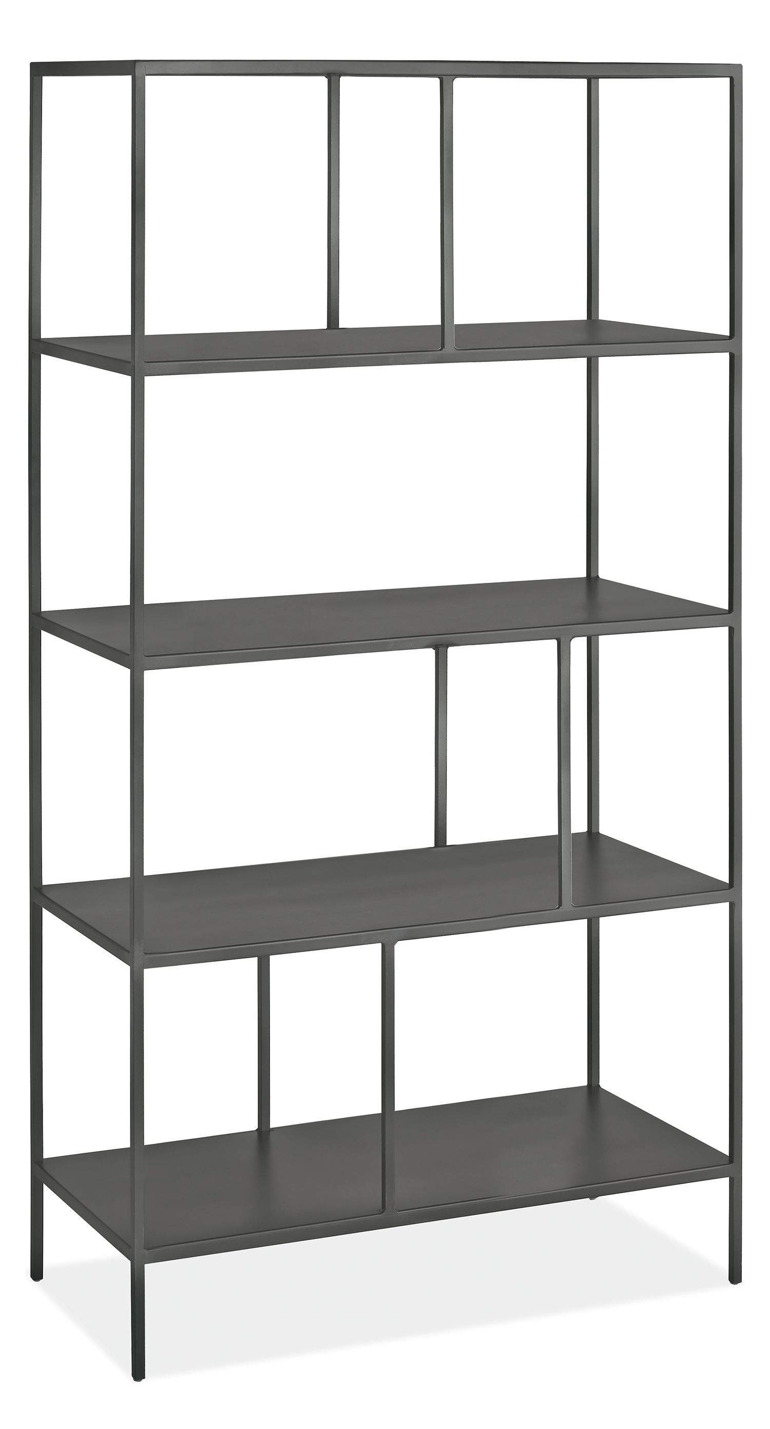 Foshay Bookcases In Natural Steel, Modern Black Metal Bookcase