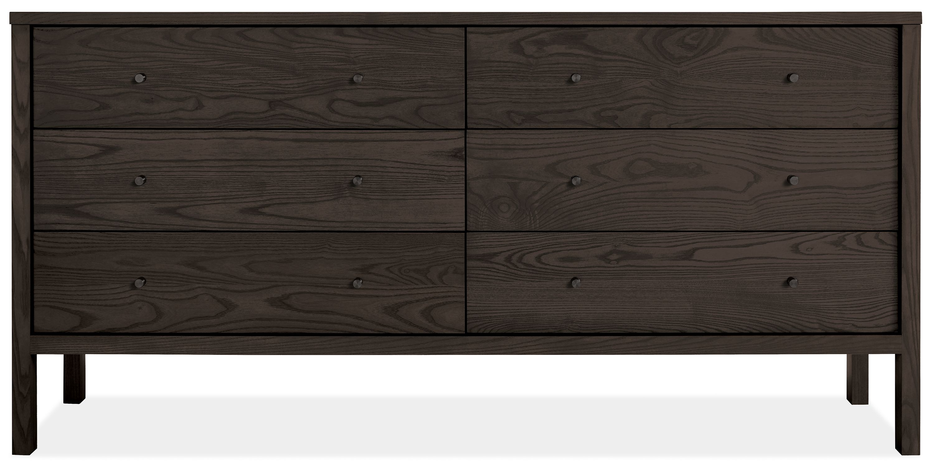 Emerson 72w 18d 35h Six-Drawer Dresser in Charcoal w/Natural Steel Knobs