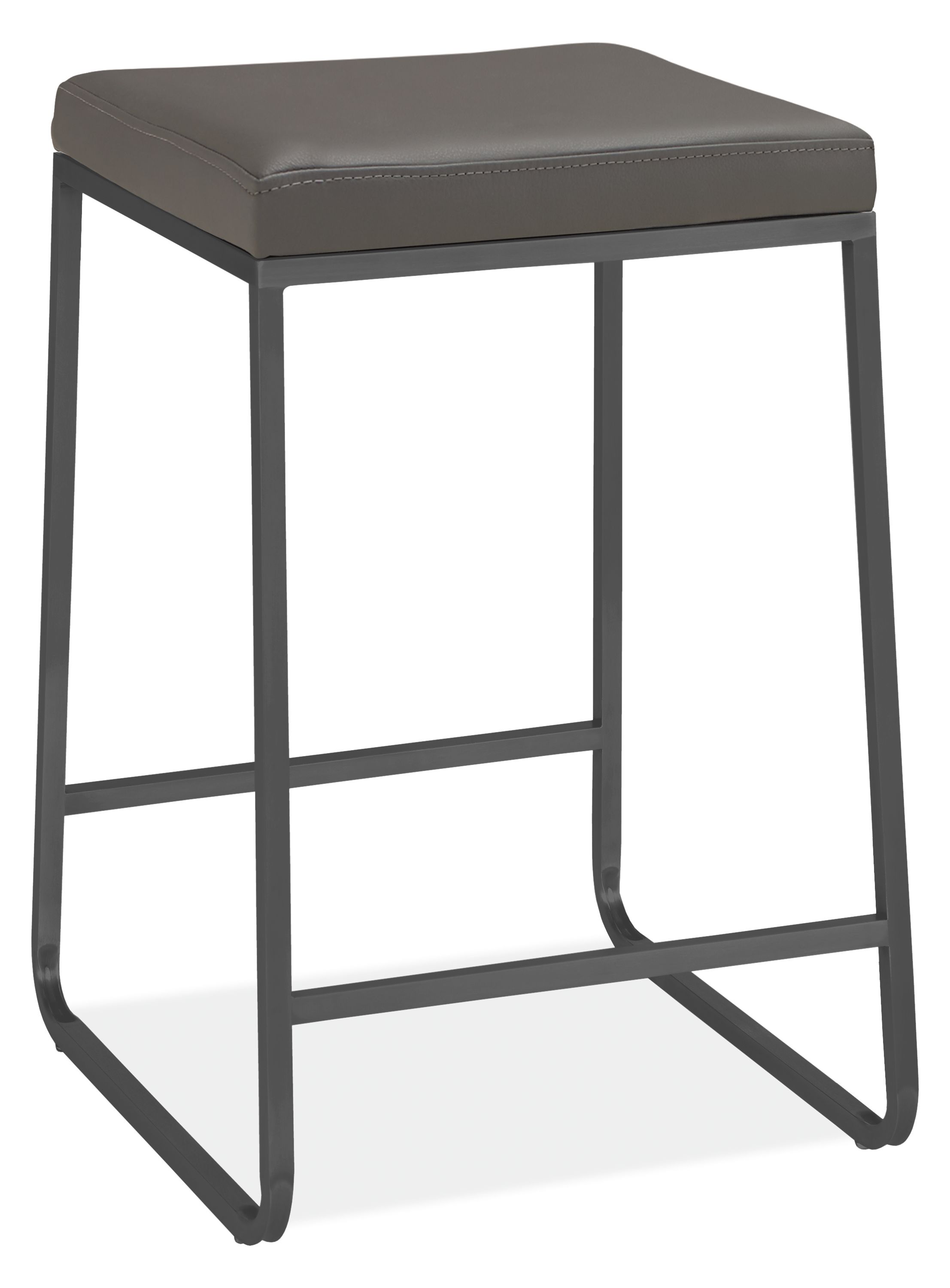 Collins Counter Stool in Pistel Grey Leather with Graphite Frame