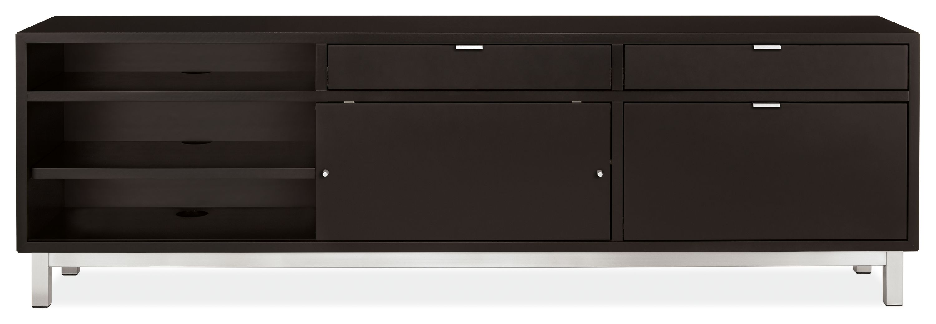 Copenhagen 80w 16d 25h Right-File Drawer Bench in Ebony w/Stainless Steel Base