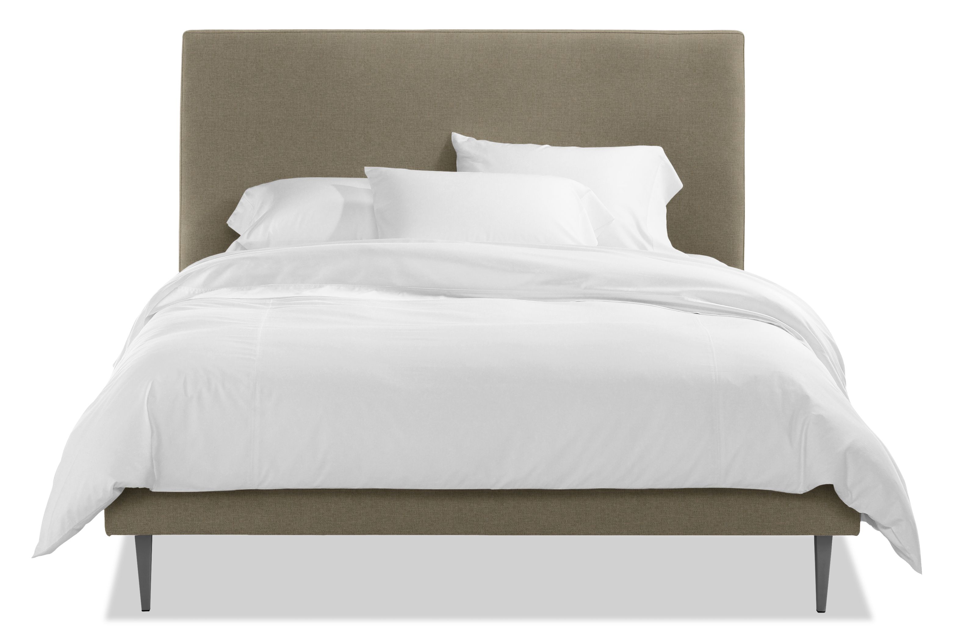 Ella Twin Bed in Sumner Putty with Tapered Graphite Legs