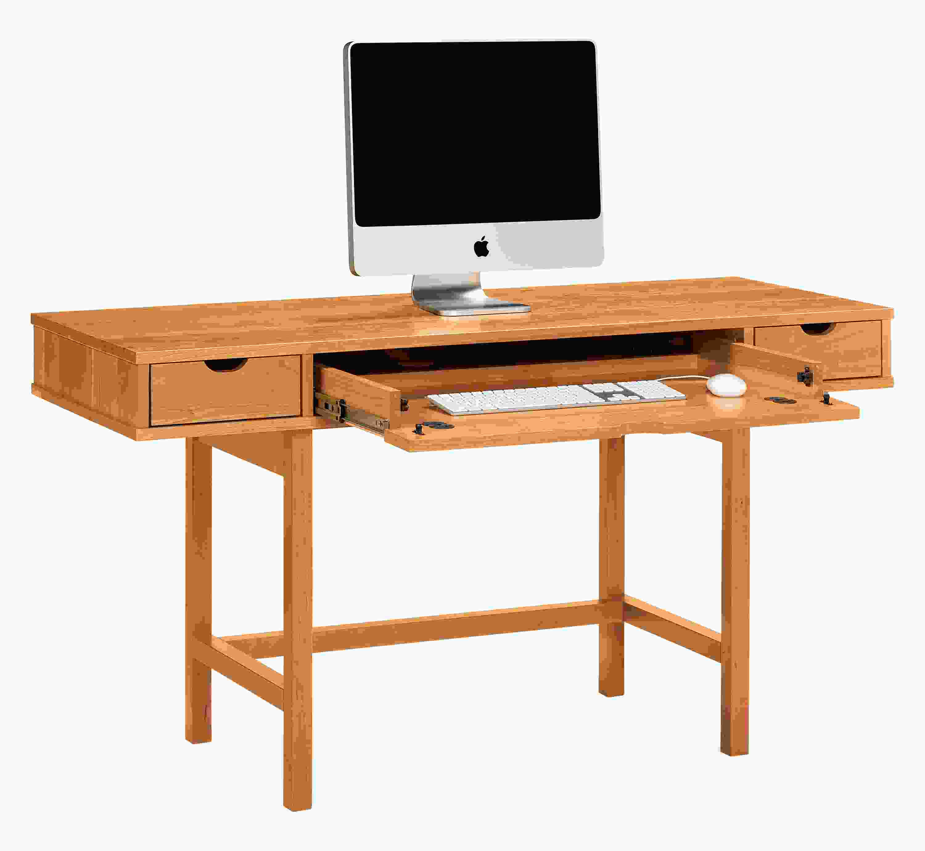 Open detail of Ellis desk with pull out keyboard drawer.