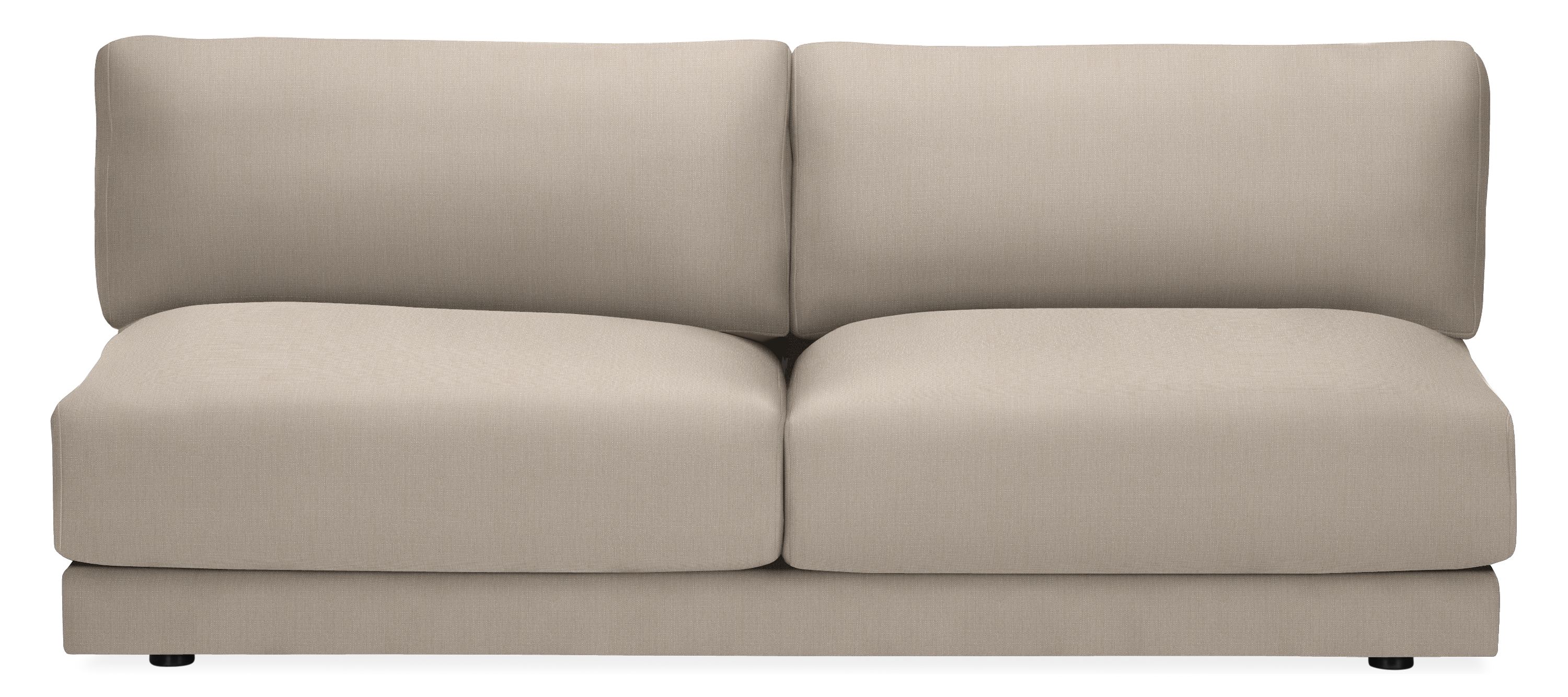 Clemens 66" Armless Loveseat in Hines Oatmeal Modern Sofas and