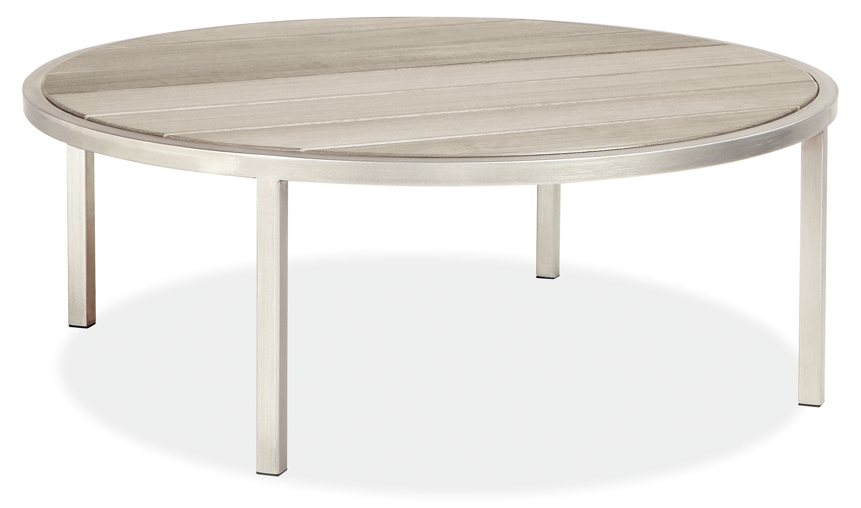 Montego 36 diam 13h Coffee Table in Thermally Modified Ash with Stainless Steel
