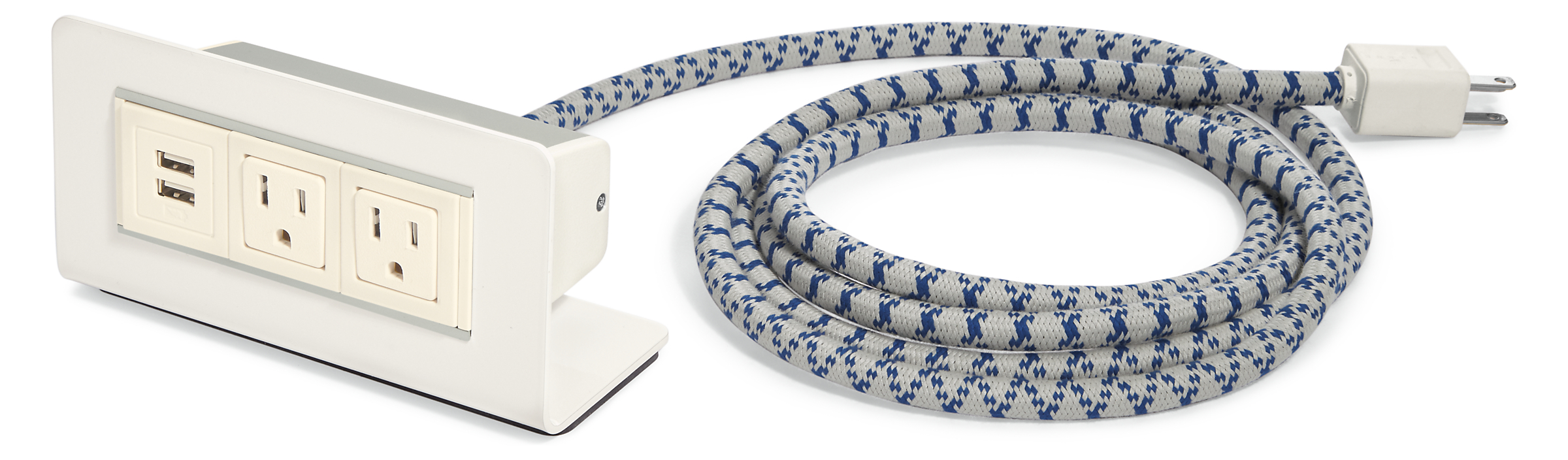Axil® Tabletop Power & Charging Outlet in White with Fog/Peacock Cord