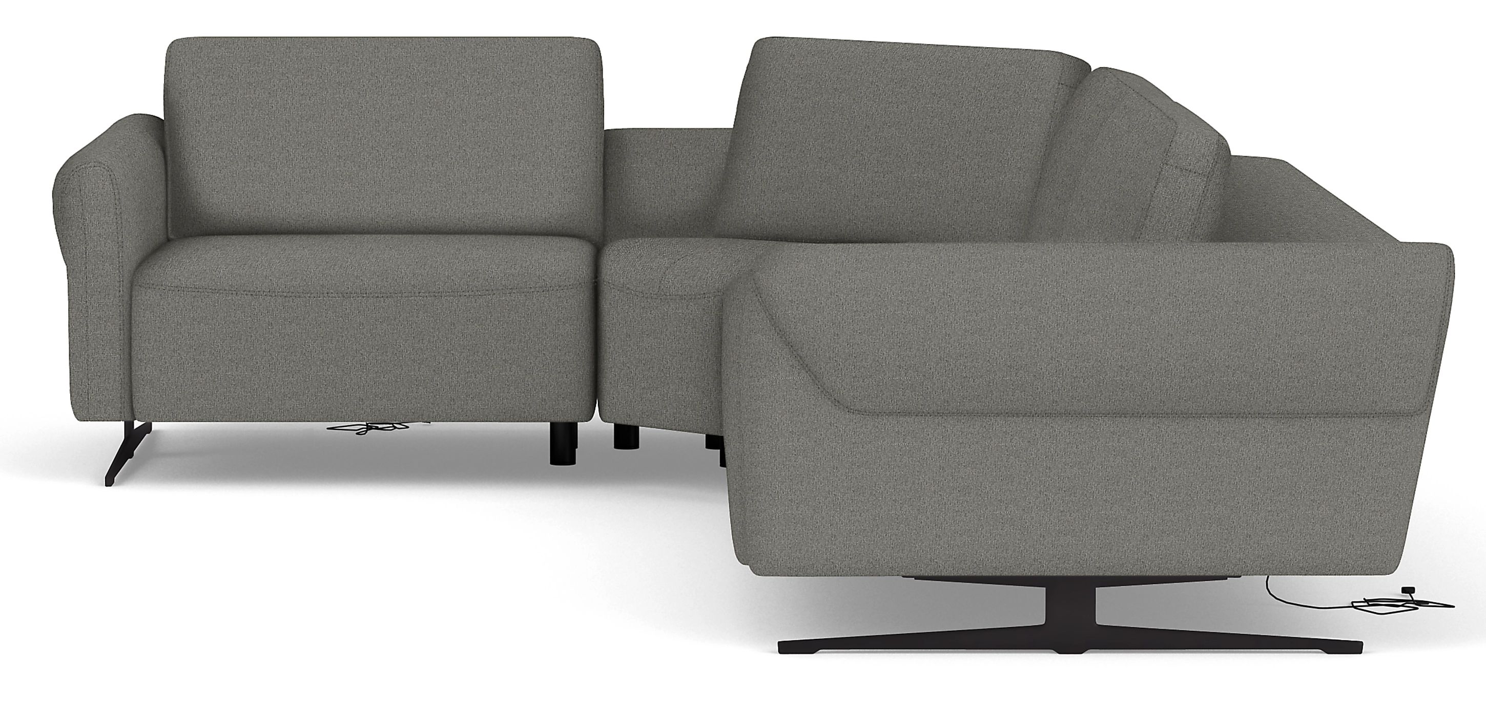 Vesna 125x92" 4pc Sectional w/2pc Powered Footrest in Sussex Graphite