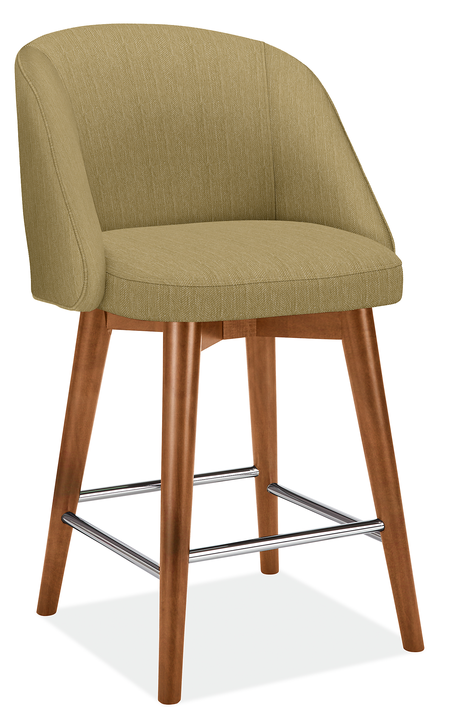 Cora Swivel Counter Stool in Frond Moss with Mocha Legs