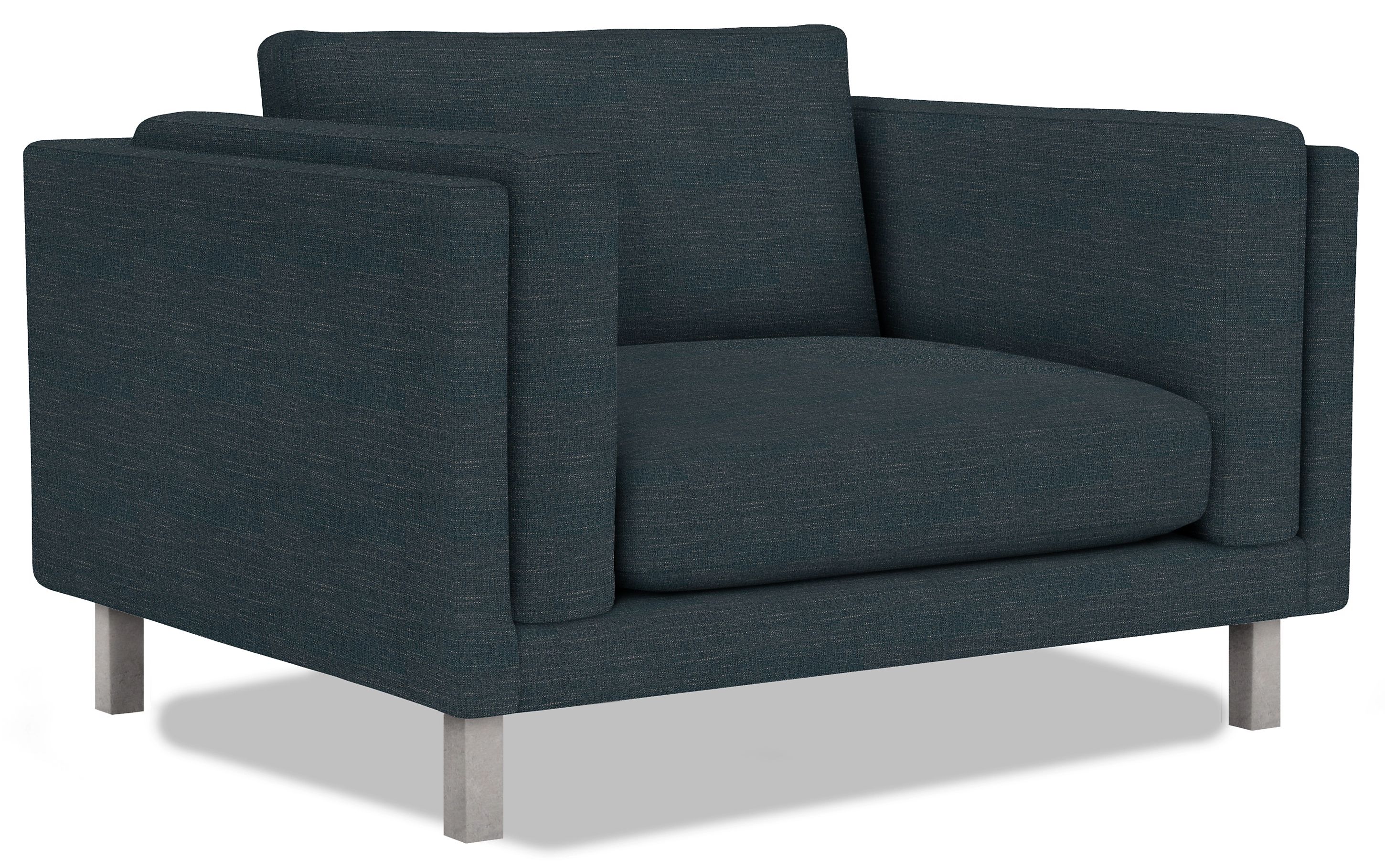 Cade Chair and a Half in Hawkins Ink with Stainless Steel Legs