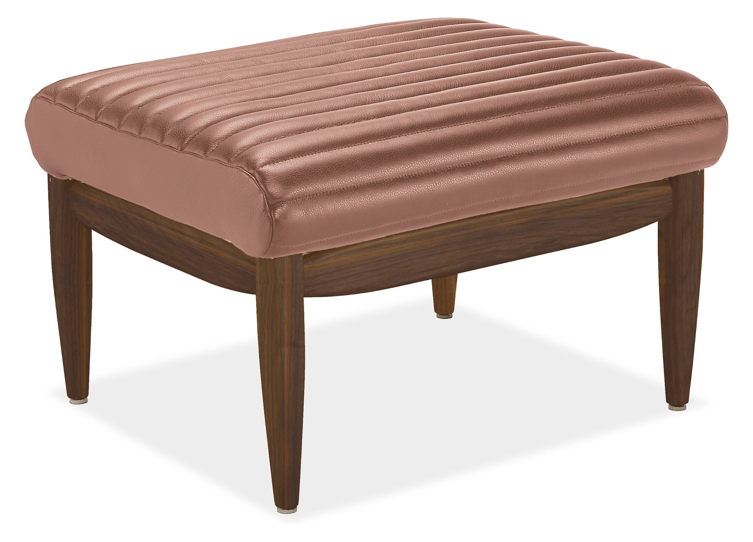 Callan 24w 20d 15h Ottoman in Vento Rosewood Leather with Walnut Frame