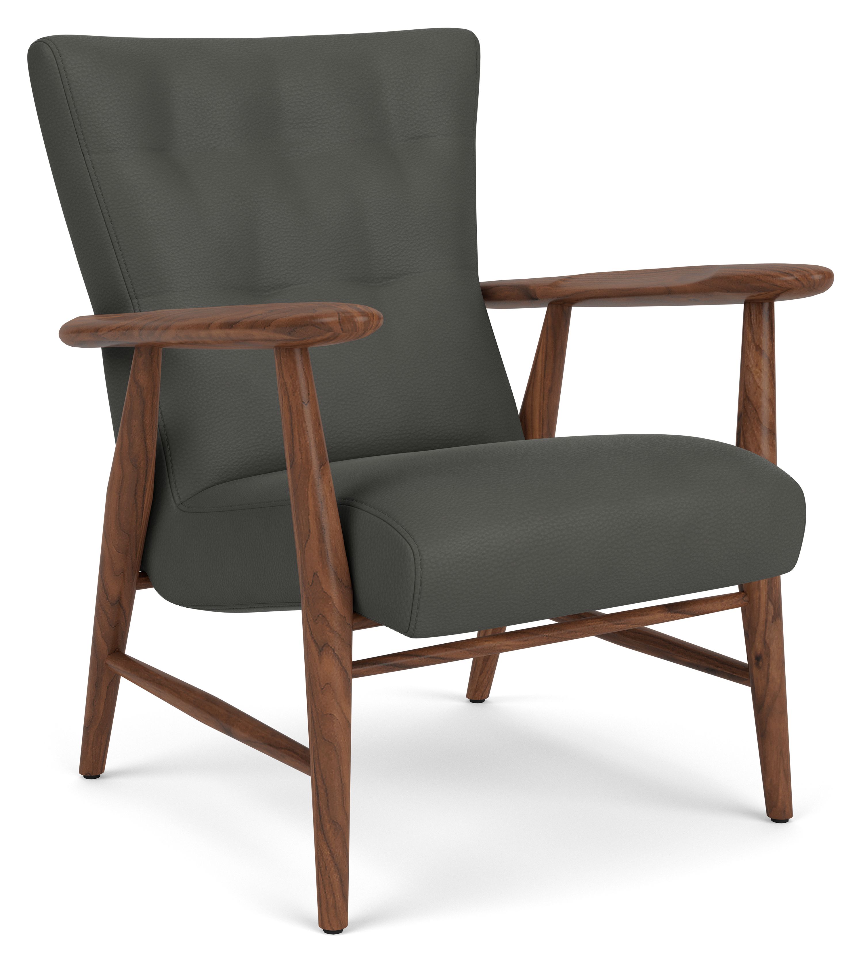 Jonas Lounge Chair in Laino Slate Leather w/Walnut Frame
