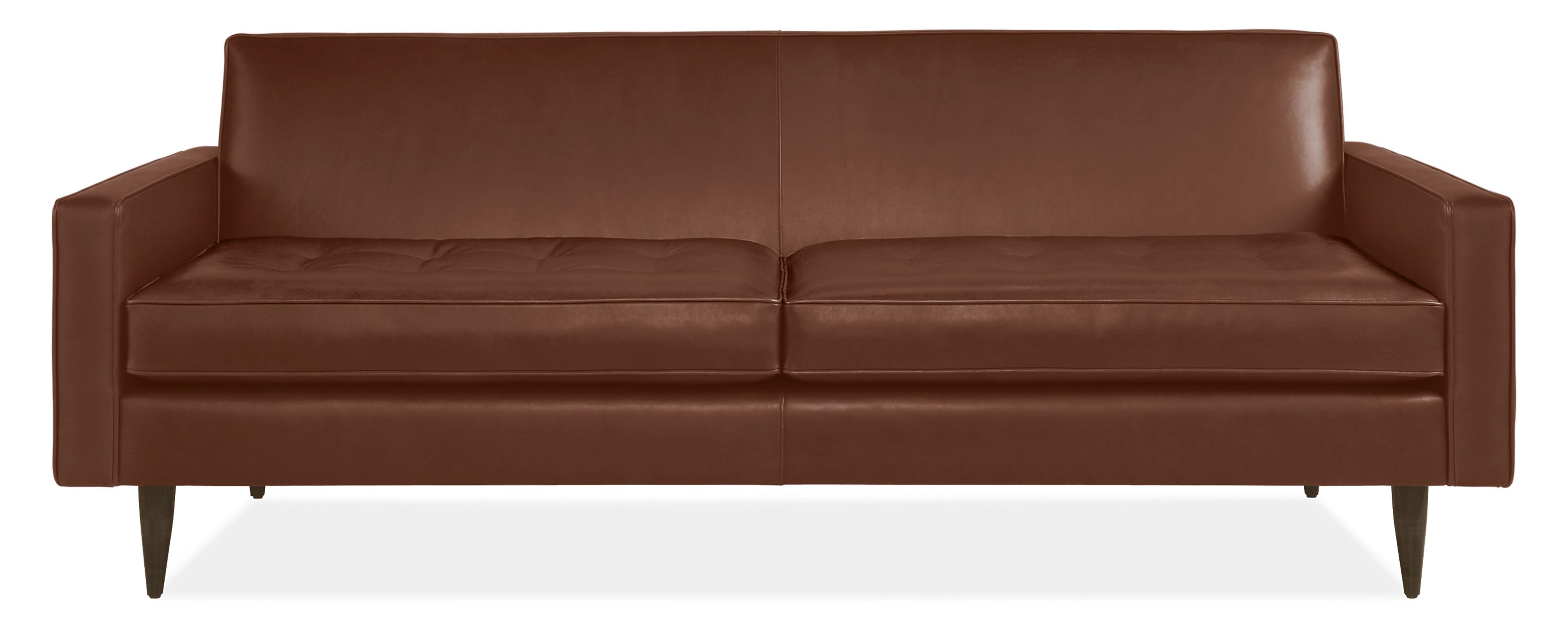 Reese 85" Two-Cushion Sofa in Lecco Cognac Leather with Charcoal Leg