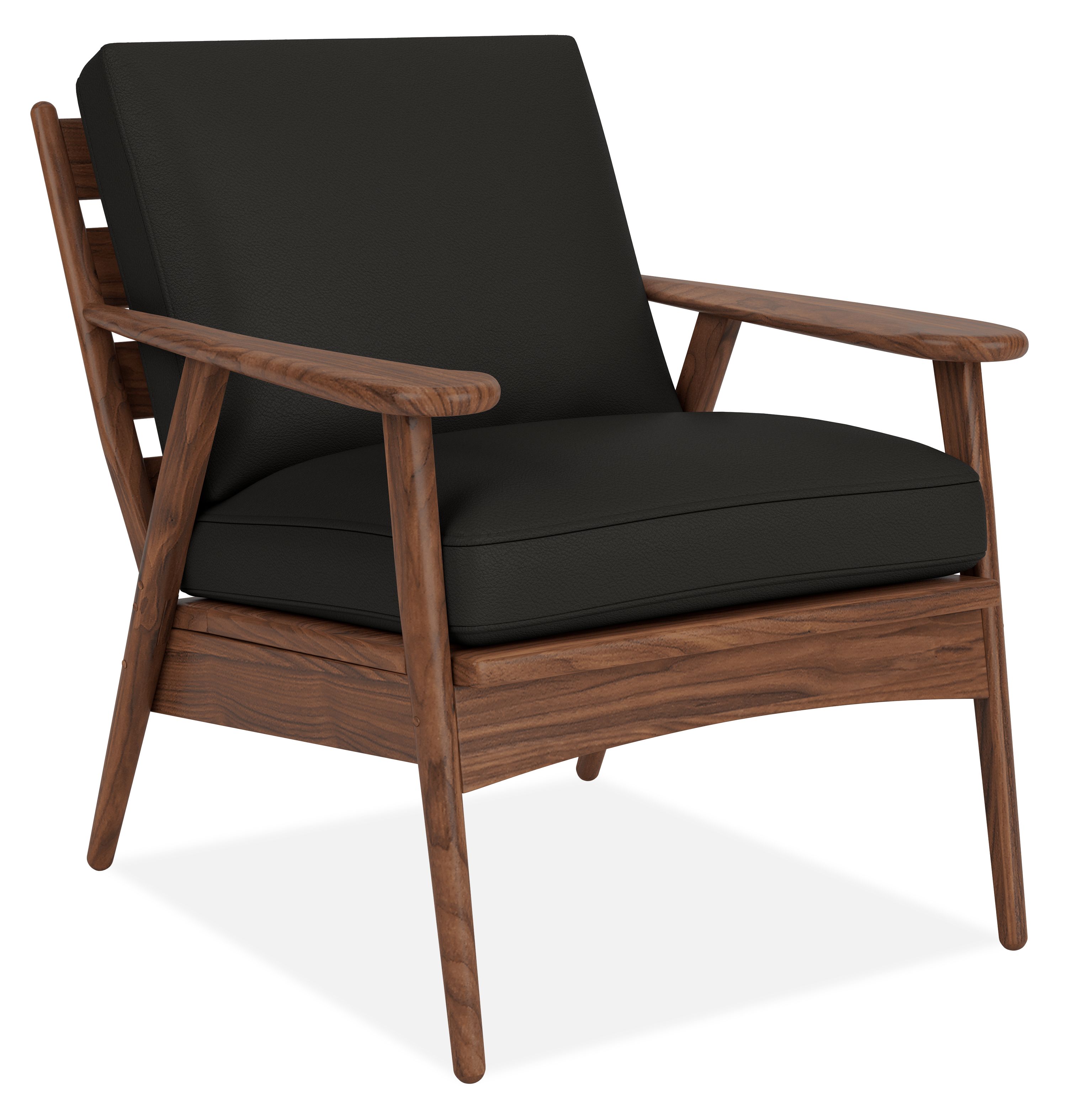 Ericson Lounge Chair in Lecco Black Leather with Walnut Frame