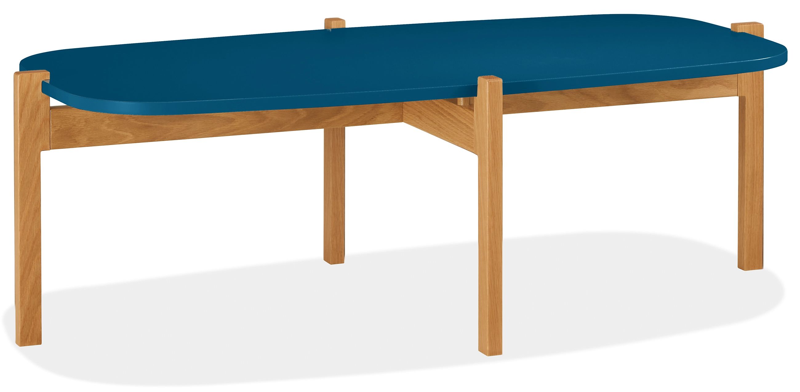 Kavala 51w 27d 16h Oval Coffee Table in White Oak with Sapphire Top