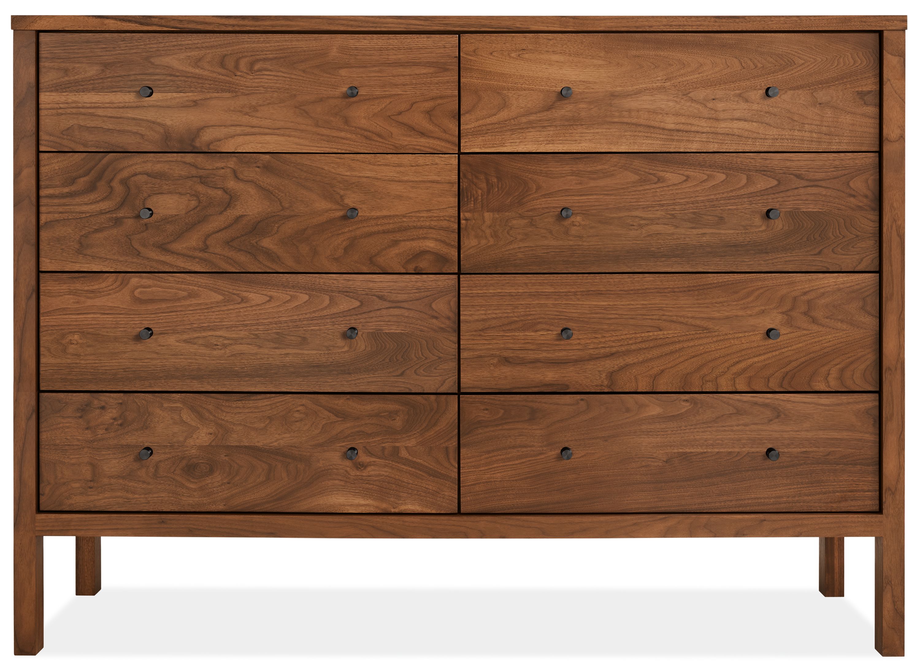 Emerson 60w 18d 43h Eight-Drawer Dresser in Walnut w/Natural Steel Knobs