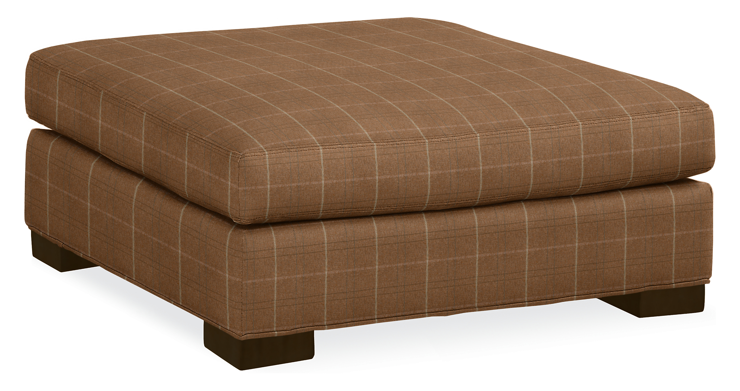 Metro 38w 38d 17h Square Ottoman in Kivett Cognac with Charcoal Legs