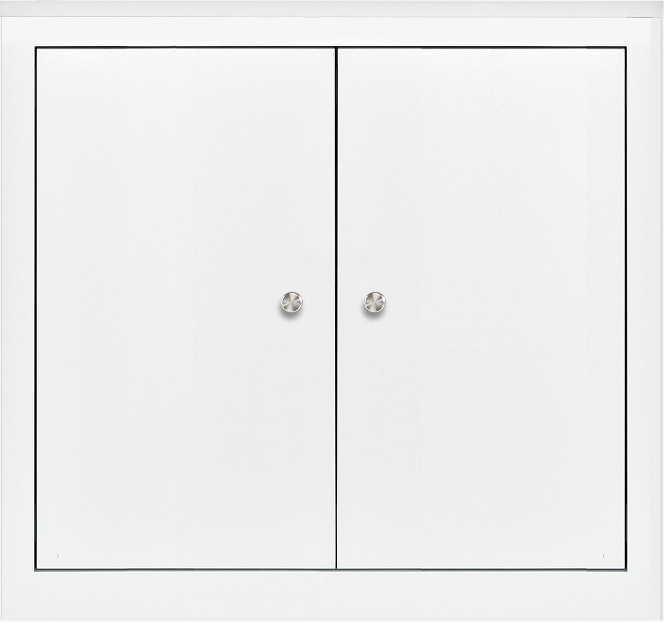 Woodwind 32w 17d 30h Bookcase with Doors in White w/Stainiless Steel Knobs