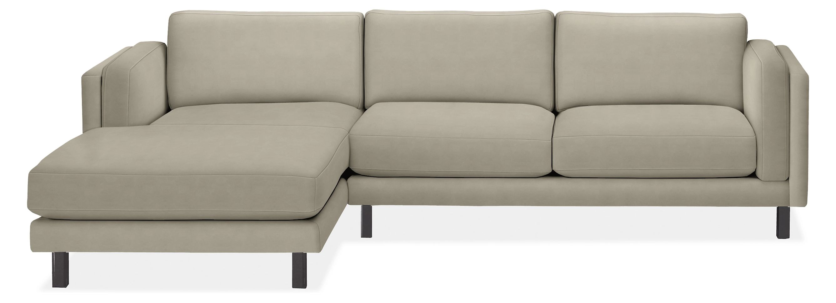 Cade 114" Sofa with Left-Arm Chaise in Banks Cement with Natural Steel Legs