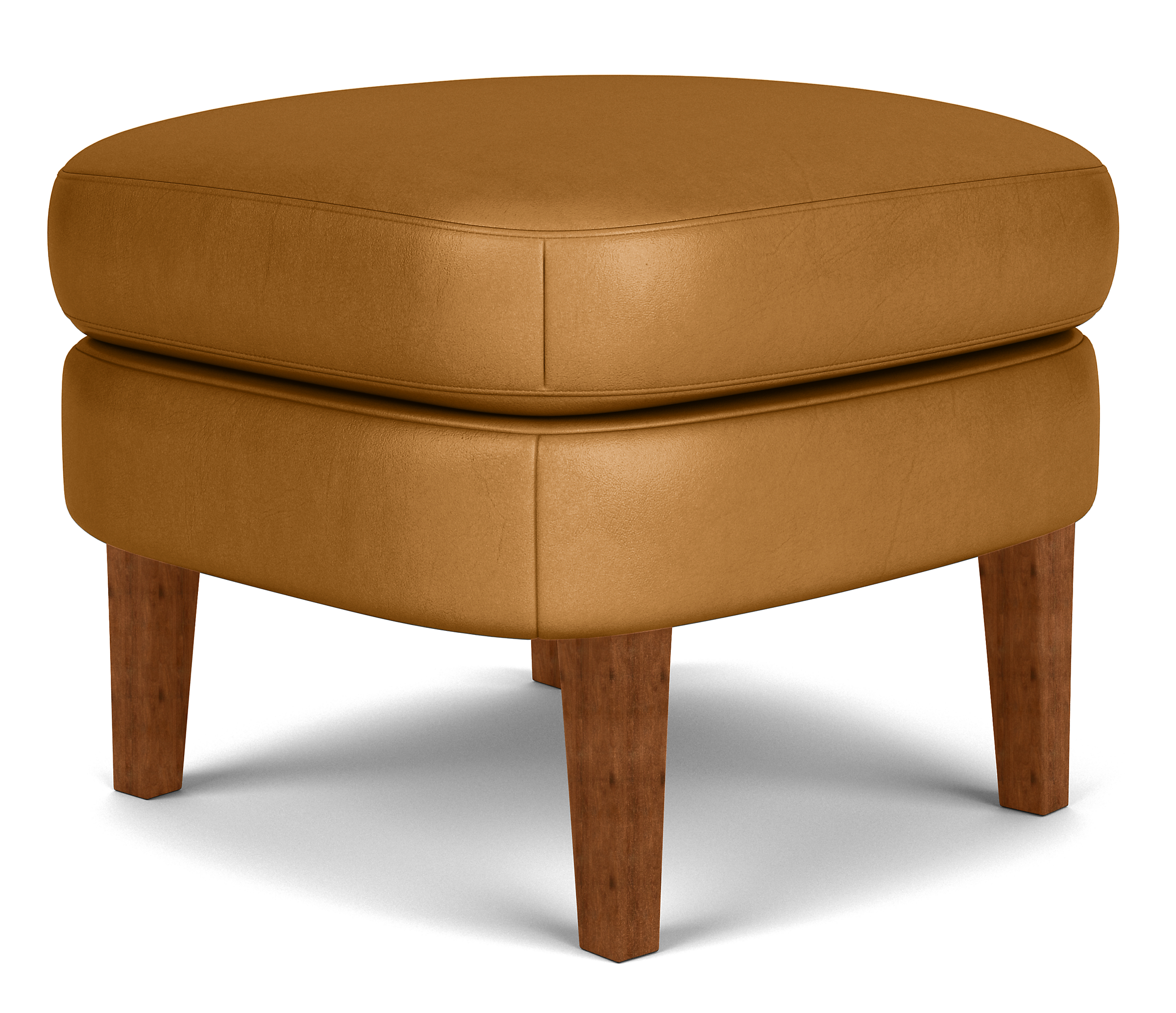 Louise 21w 18d 16h Ottoman in Vento Camel Leather with Mocha Legs