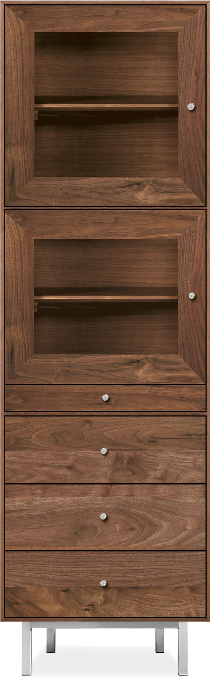 Hudson 22w 20d 71h Cabinet in Walnut with Stainless Steel