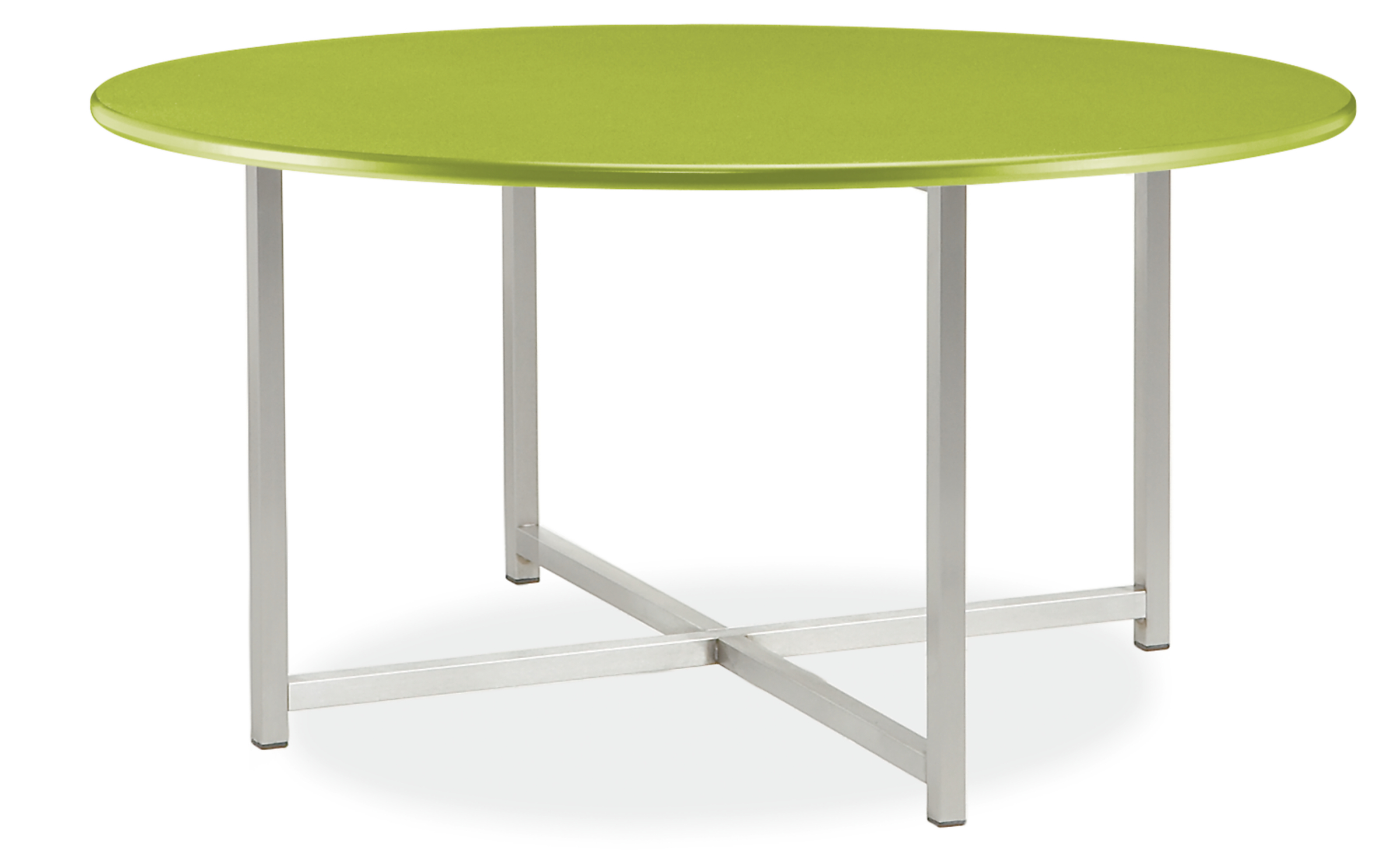 Classic 27 diam 16h Round Outdoor Coffee Table in SS w/Green HDPE Top