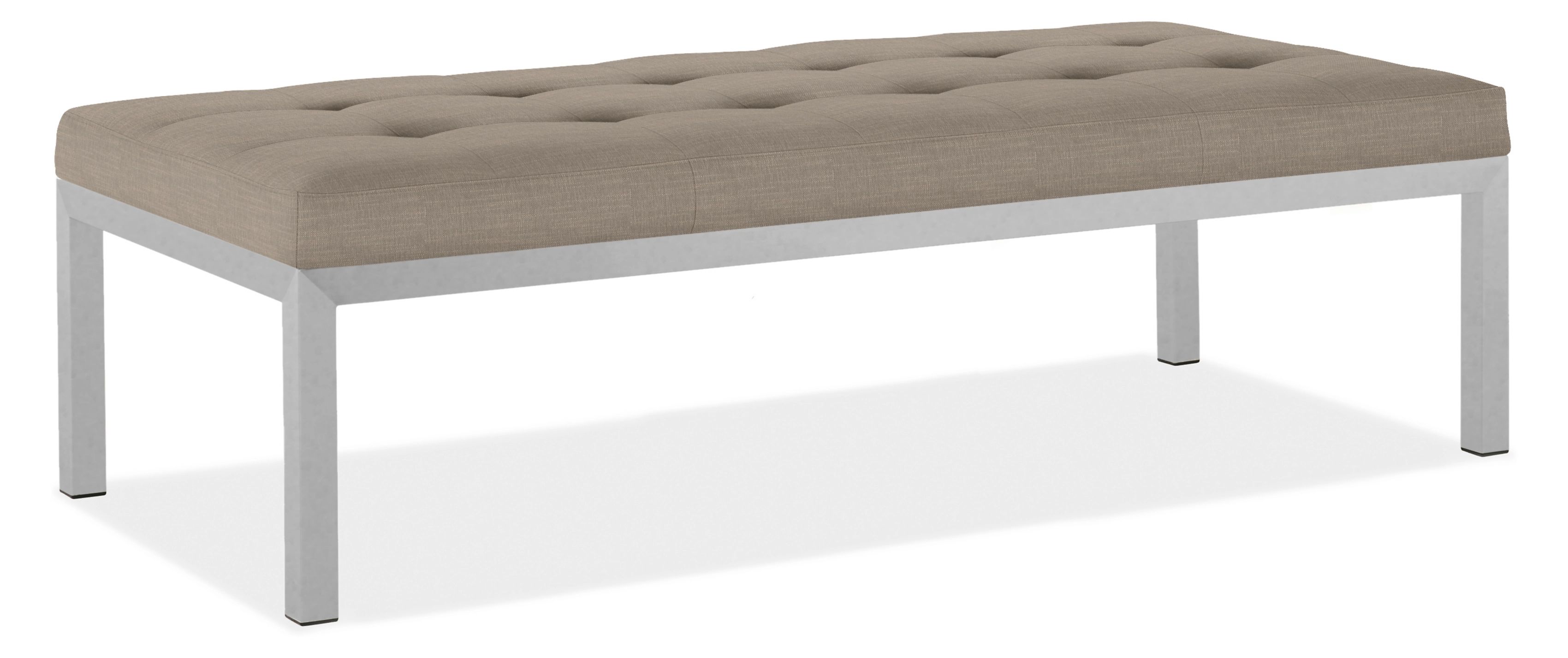 Ravella 56w 24d 16h Bench in Destin Putty Fabric with Stainless Steel Base