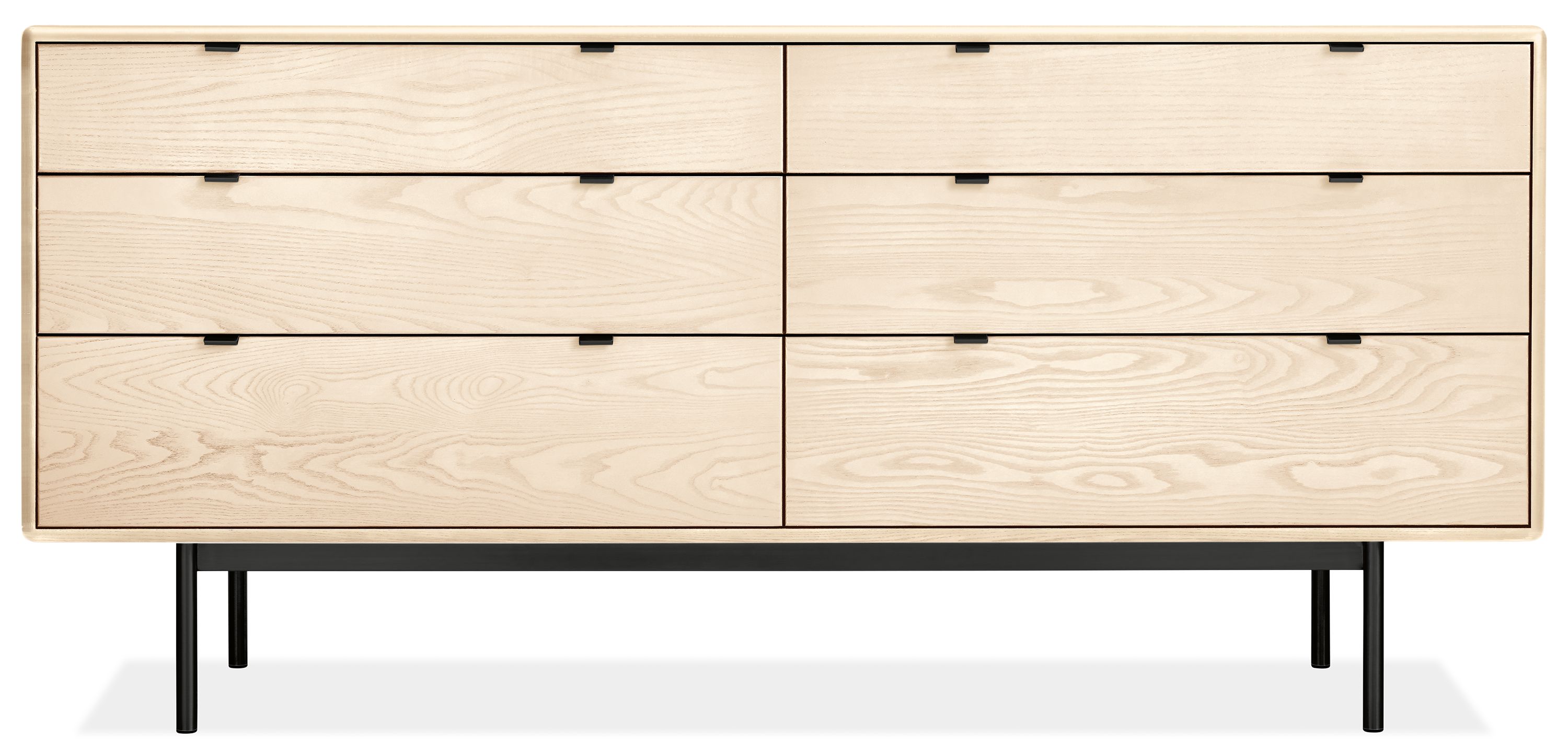 Hensley 72w 20d 33h Six-Drawer Dresser in Sand w/Graphite Base & Black Pulls