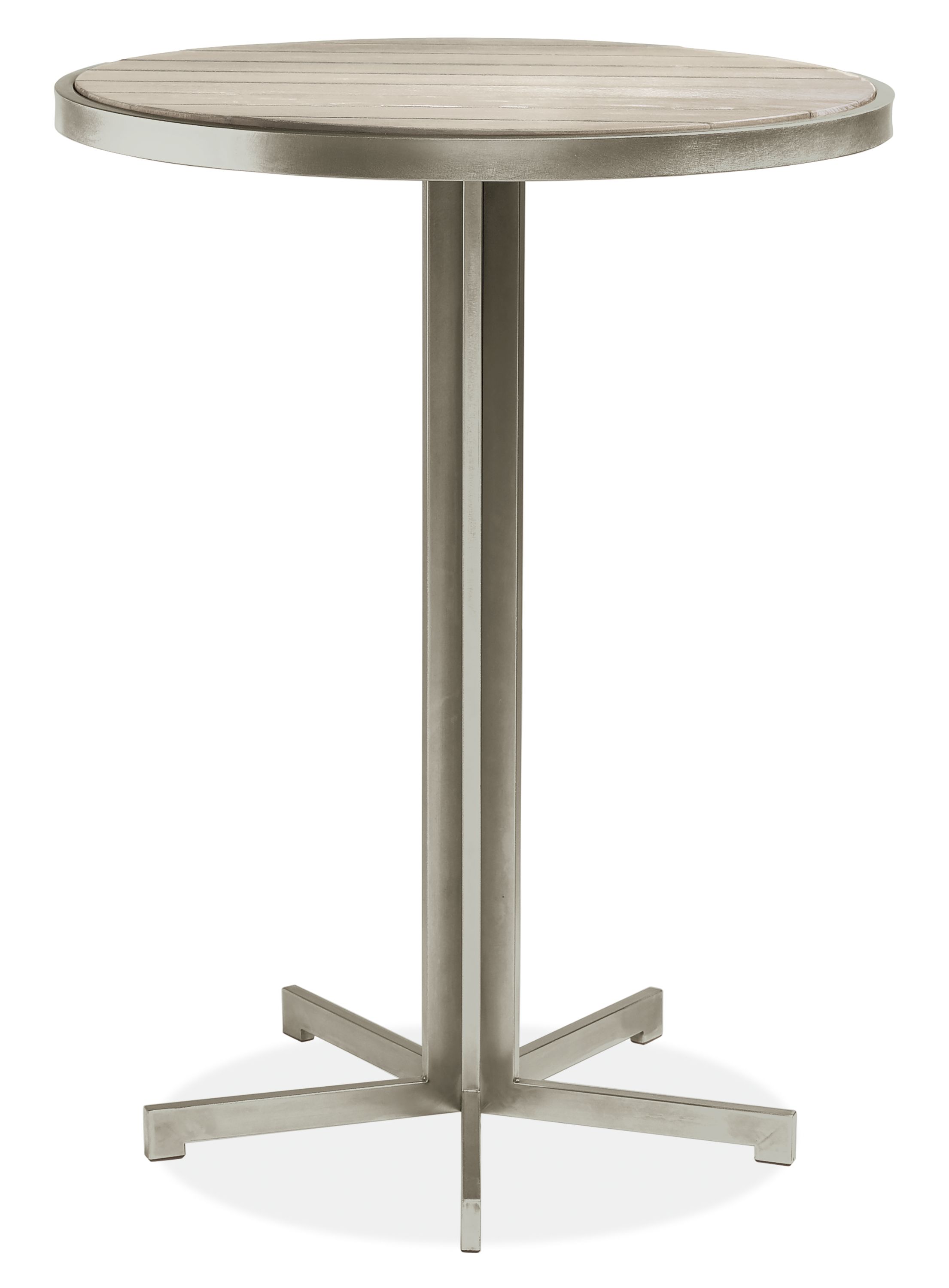 Montego 32 diam 42h Round Bar Table in Thermally Modified Ash w/Stainless Steel