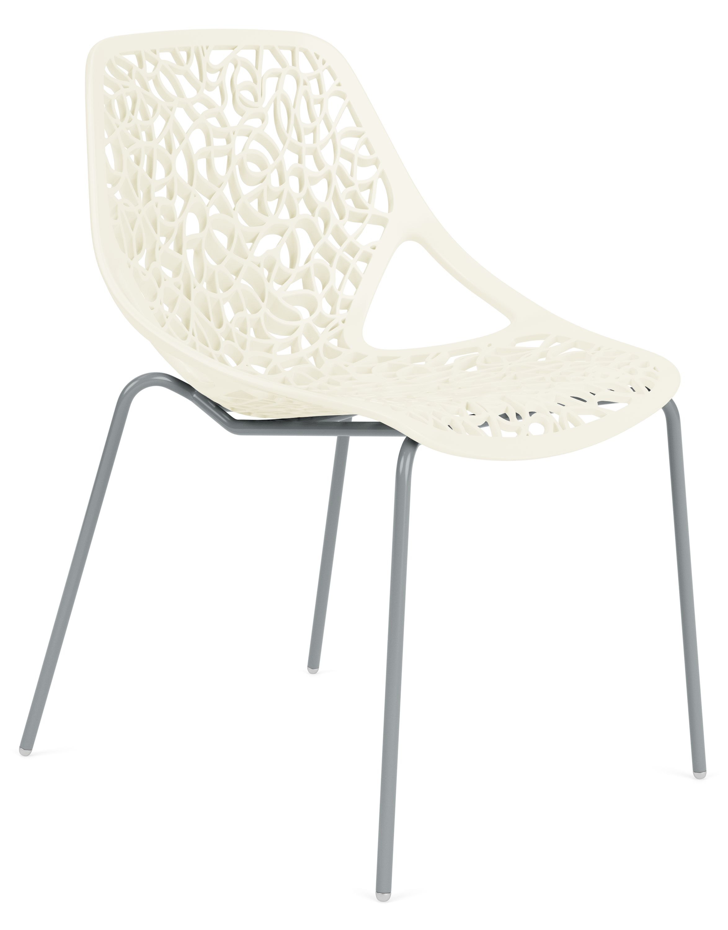 Caprice Side Chair in White with Grey Frame