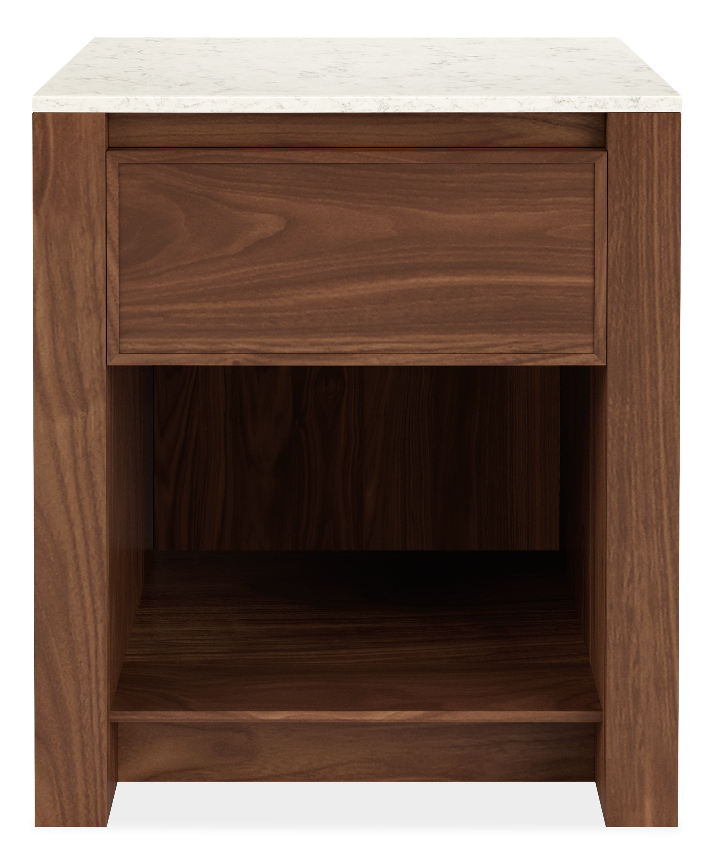 Amherst 20w 20d 25h One-Drawer Nightstand in Walnut w/Marbled White Quartz Top