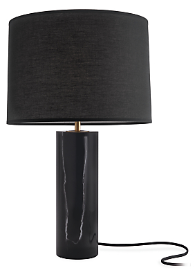 Ionic Table Lamp with Black Marble Base and Black Shade