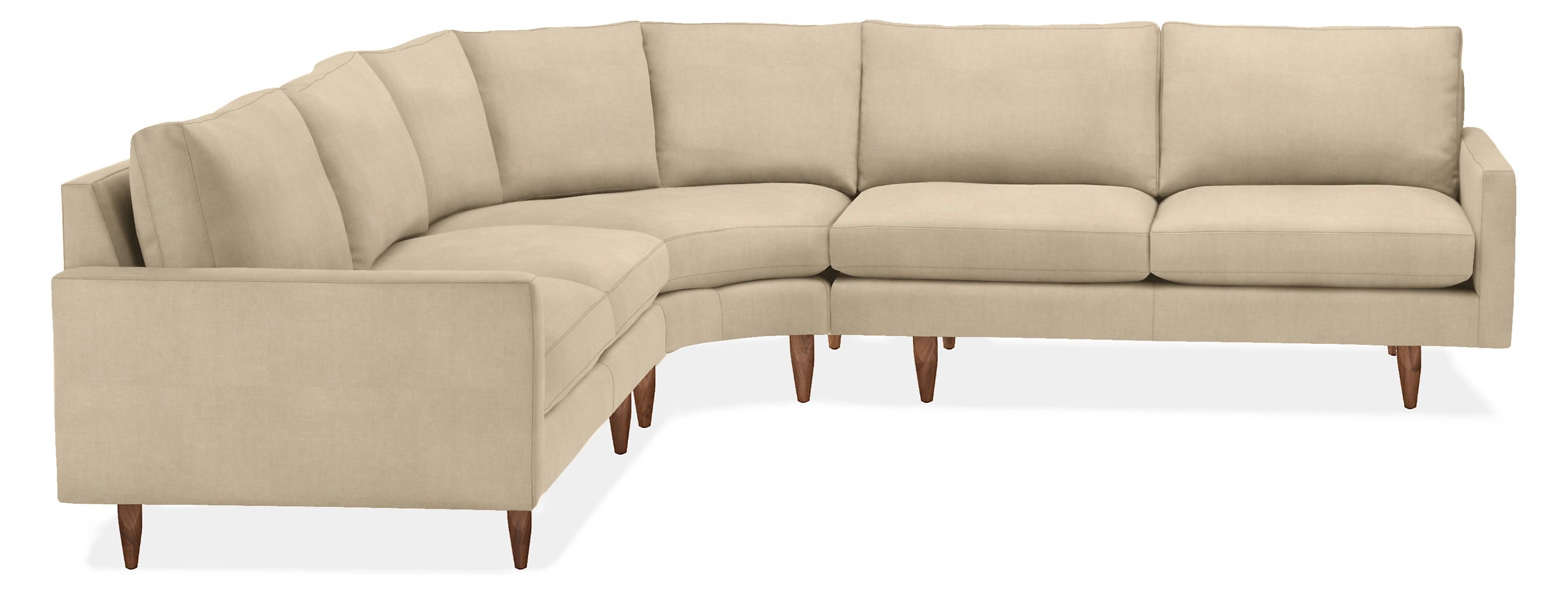Jasper 117x117" Three-Piece Sectional in View Wheat with Walnut Legs