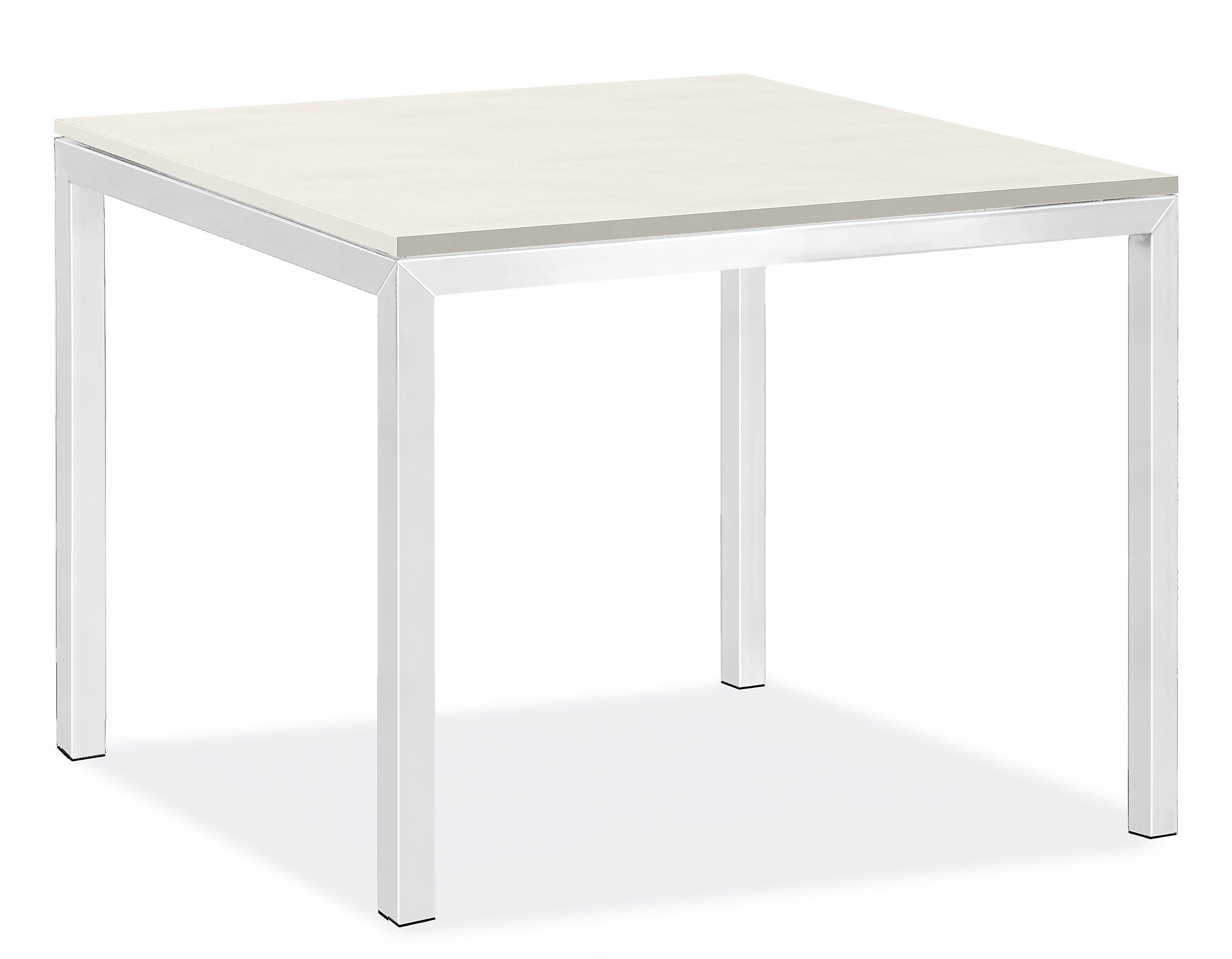 Parsons 56w 56d 29h Dining Table in 2" Stainless Steel with White Quartz Top