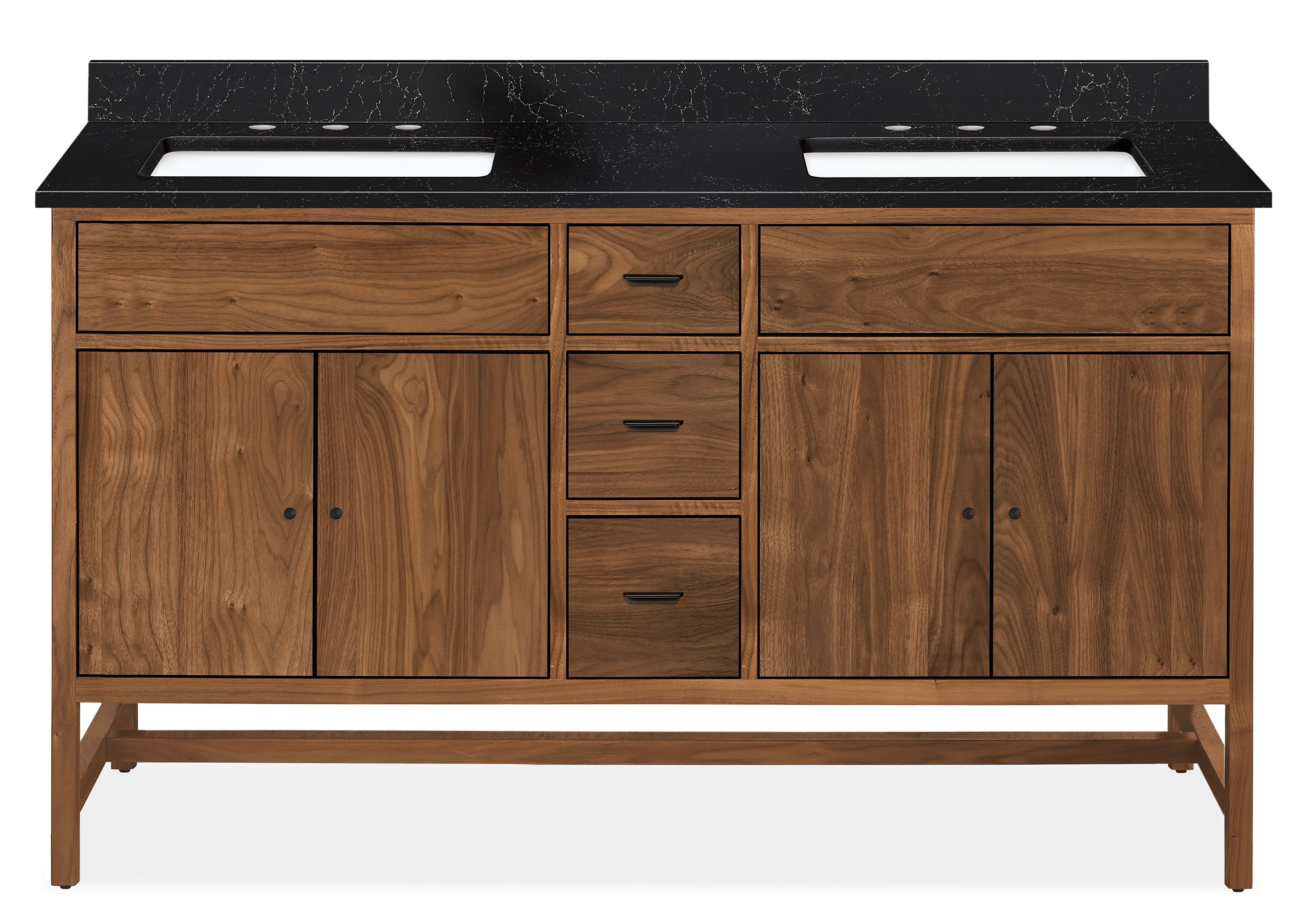 Berkeley 60w 21.75d 34h 3 Hole Double-Sink Vanity in Walnut w/Mammoth Cave Top