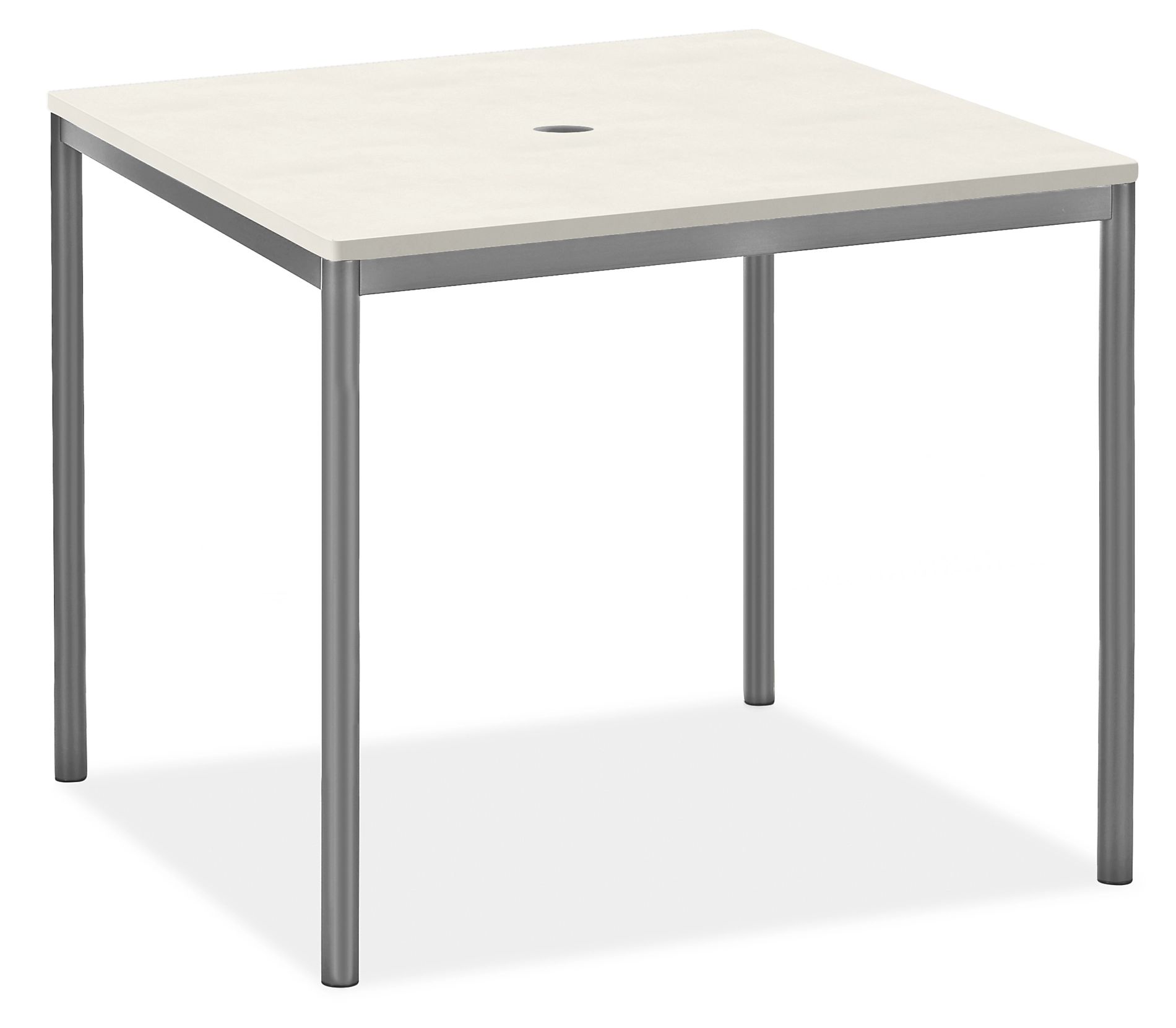 Westbrook 36w 36d Table with Umbrella Hole & White Quartz Top & Graphite Base