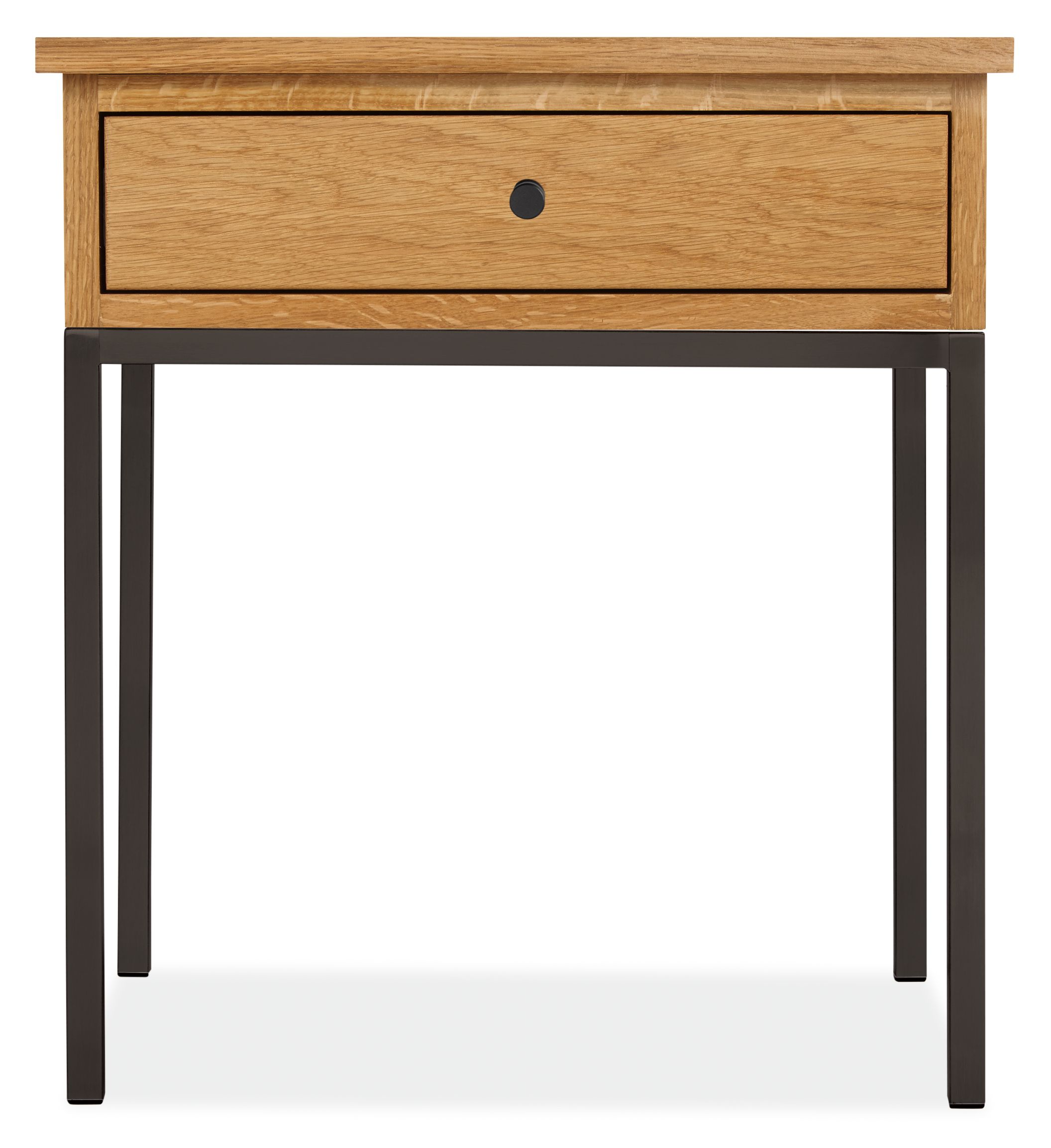 Linear 20w 16d 22h One-Drawer Nightstand in White Oak with Natural Steel