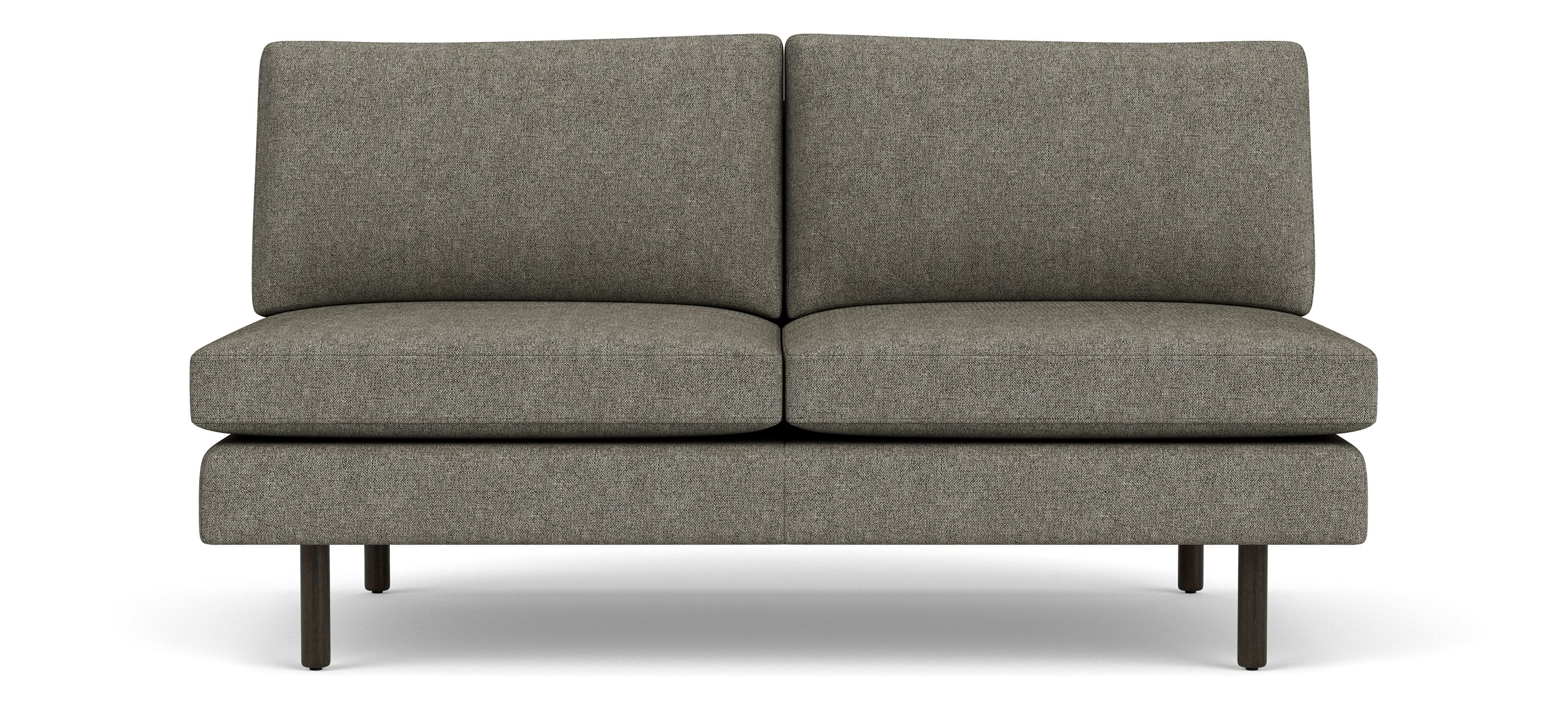 Jasper 64" Armless Loveseat in Tepic Grey w/Charcoal Round Legs