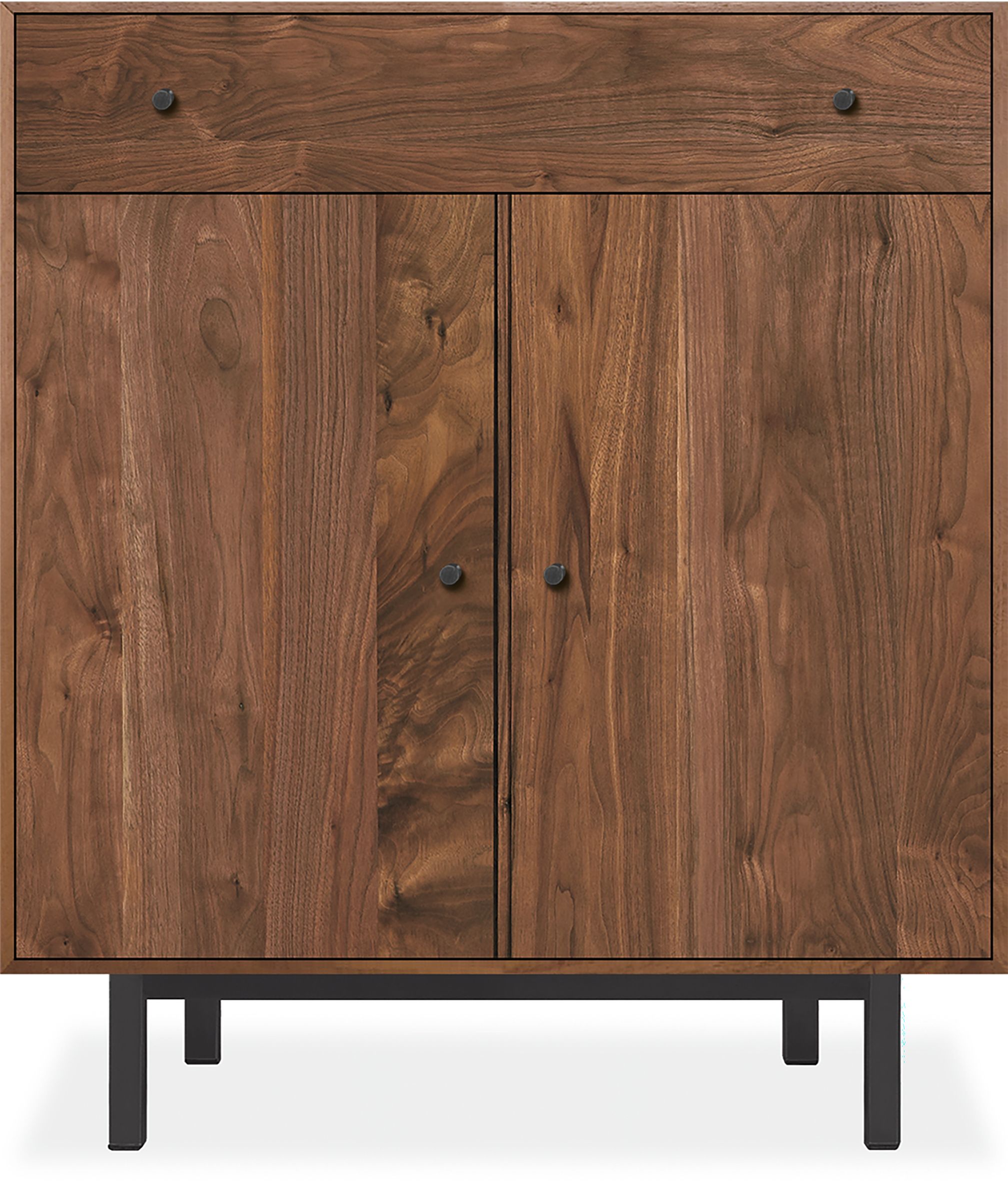 Hudson 33w 16d 38h Cabinet in Walnut with Natural Steel Base