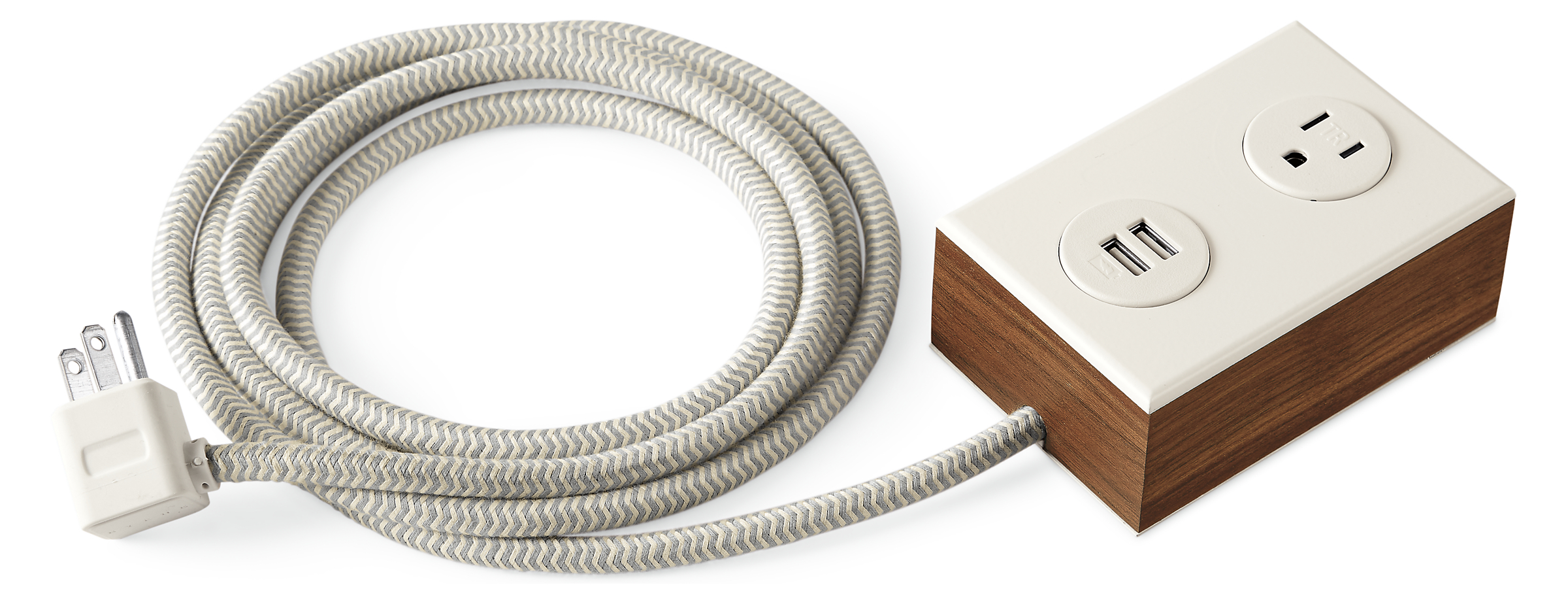 Verve Single Tabletop Power & Charging Outlet in Walnut/White