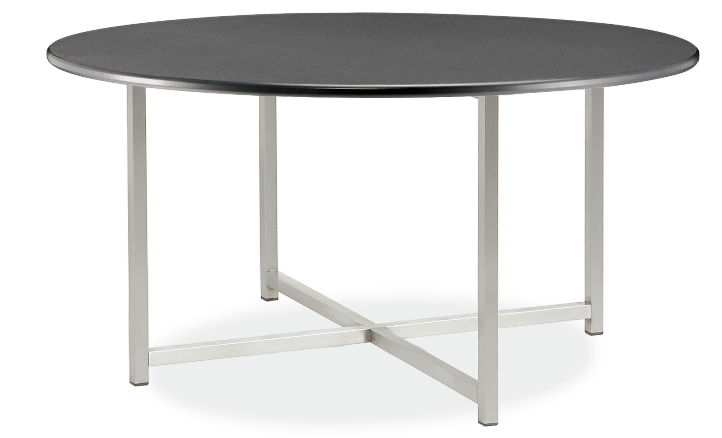 Classic 27 diam 16h Round Outdoor Coffee Table in SS w/Grey HDPE Top