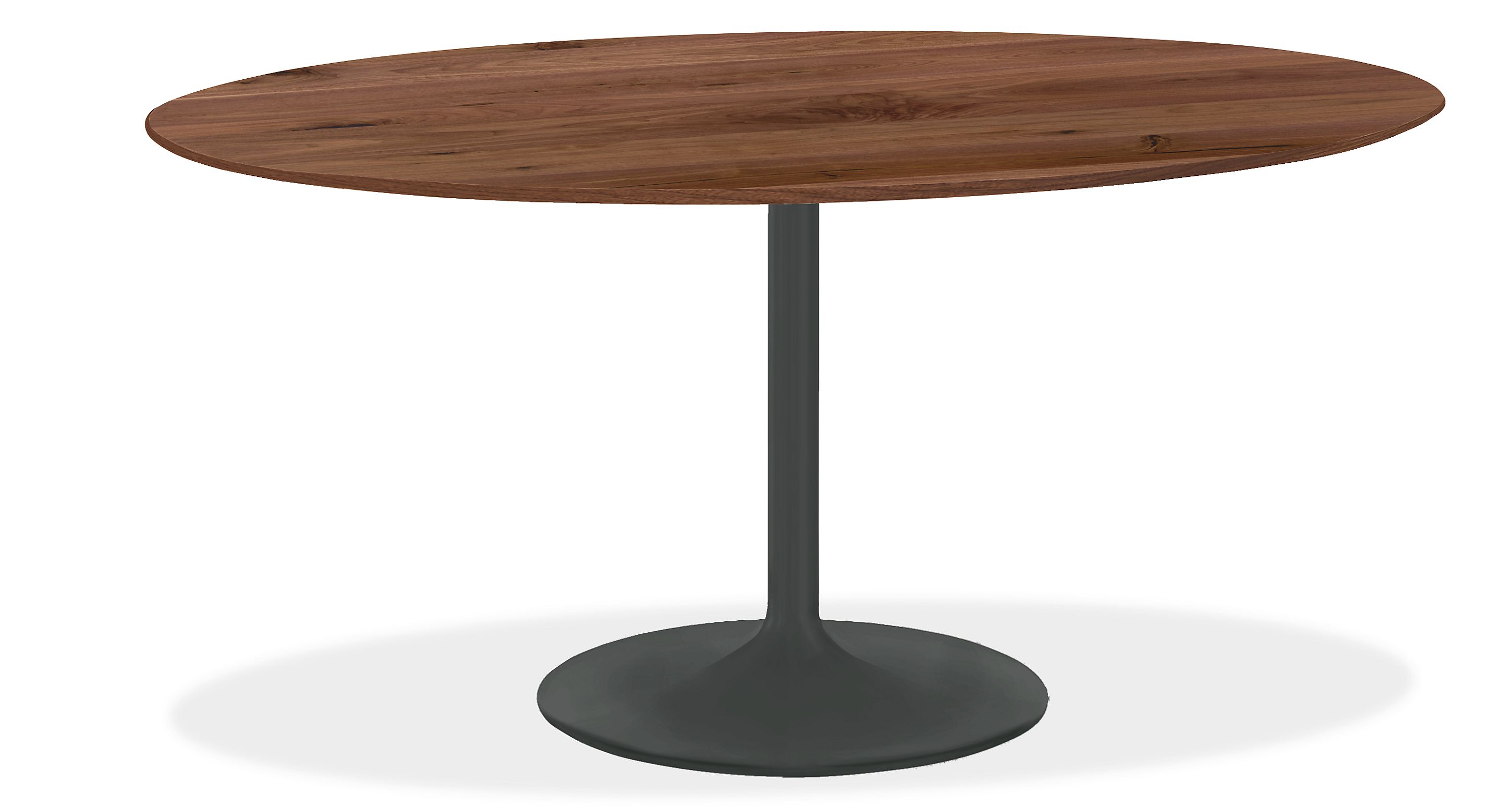 Aria 60w 37d Oval Dining Table w/Knotted Walnut Top & Graphite Base