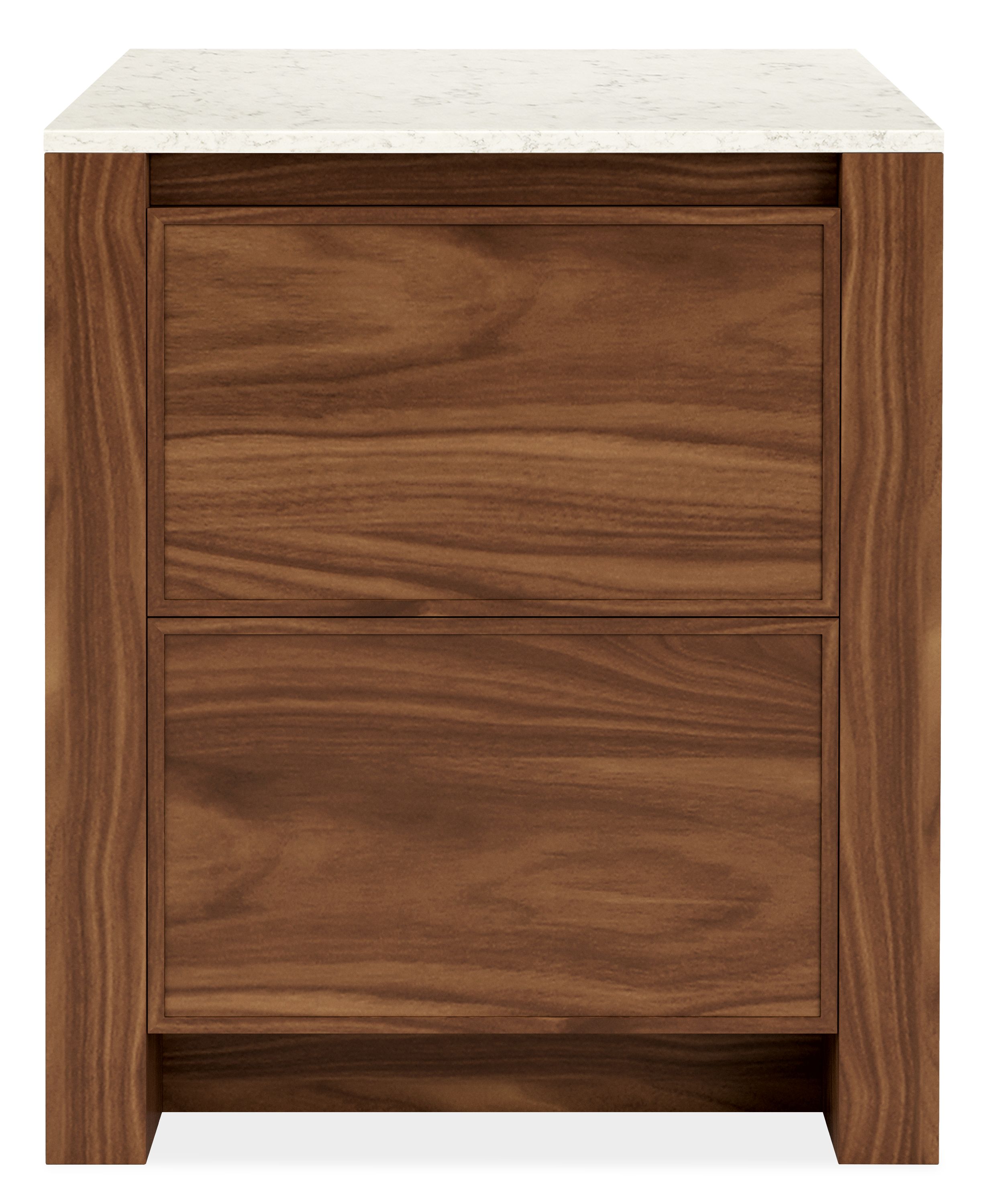Amherst 20w 20d 25h Two-Drawer Nightstand in Walnut w/Marbled White Top
