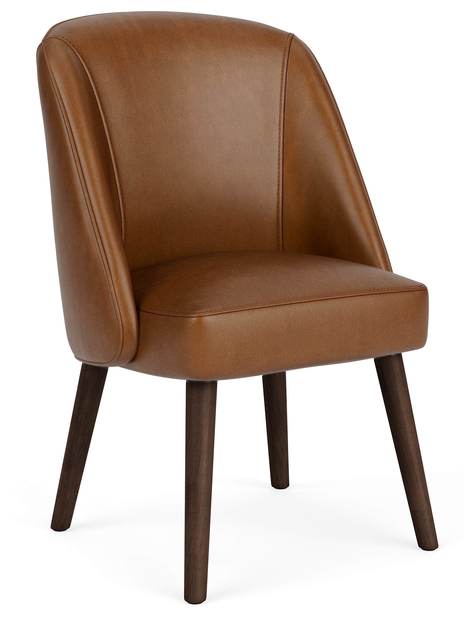 Cora Side Chair in Vento Cognac Leather with Charcoal Legs