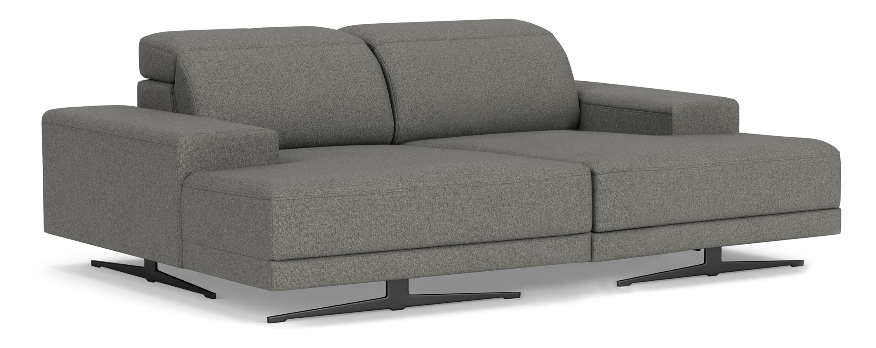 Gio 2pc Double Chaise in Sussex Graphite with Black Legs