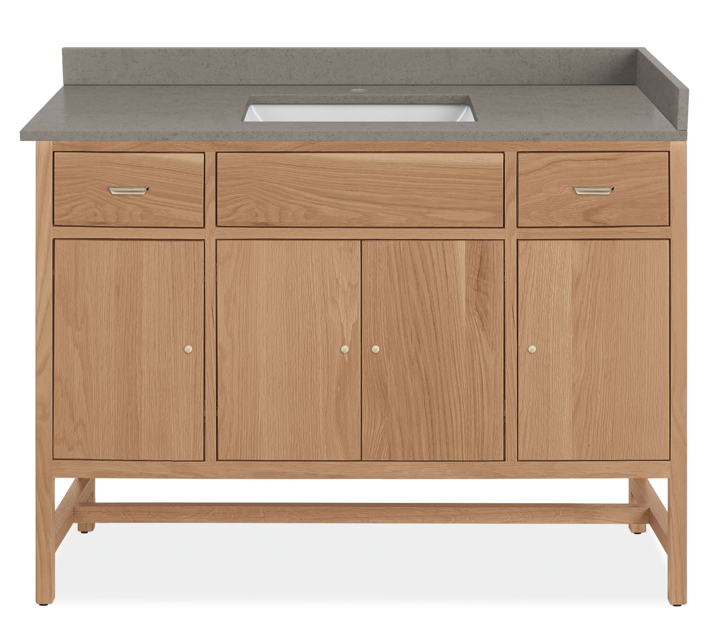 Berkeley 47w SGL Vanity/Left-Overhang/Fog 1-Hole Rectangle Sink/Rye Base